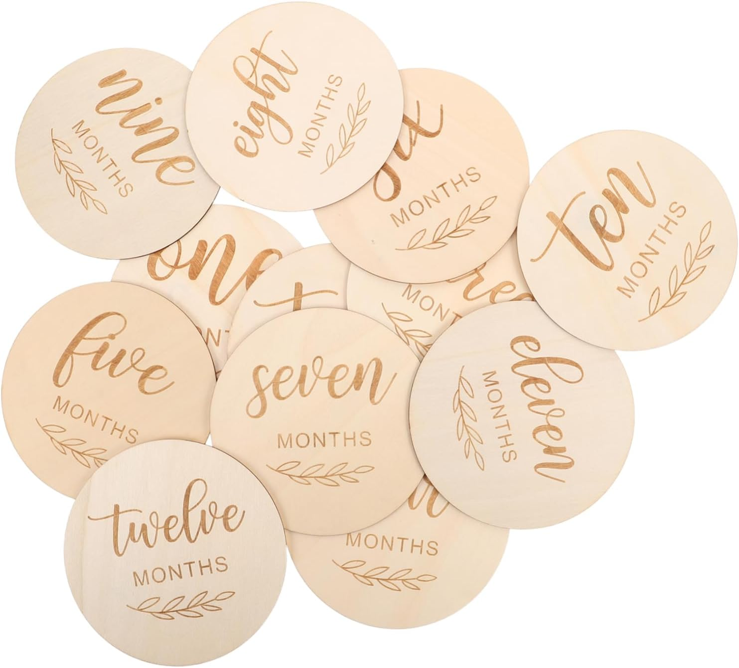 12Pcs Wooden Milestone Signs Monthly Milestone Cards for Photoshoot Newborn image number 5