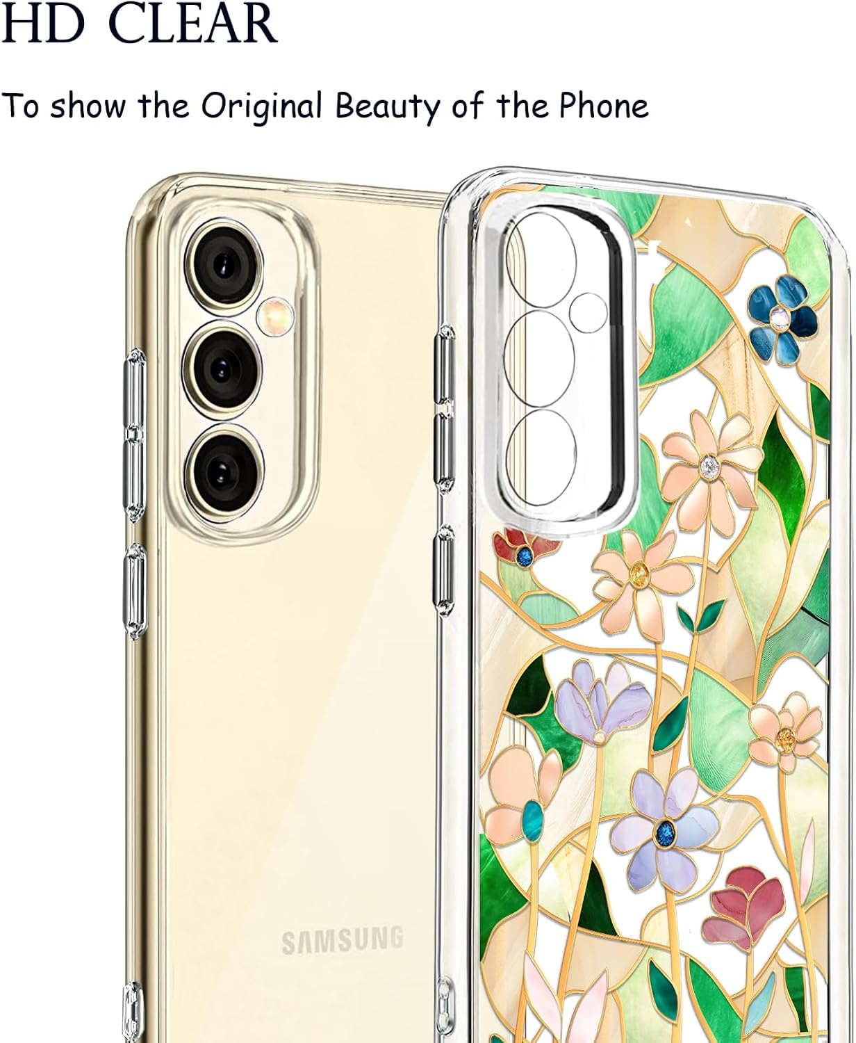 Unov Case Compatible with Galaxy S25 Galaxy S24 Case Clear with Design Soft TPU Shock Absorption Slim Embossed Pattern Protective 6.2 Inch (Stained Glass Flower) - Rainbow Dinosaur image number 5