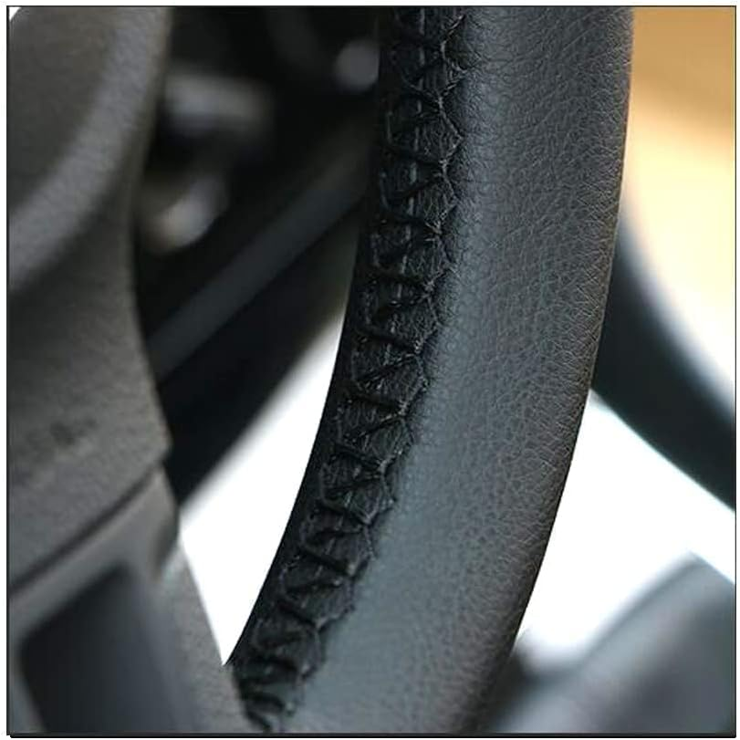 AUTOXBERT 38Cm/15 Inch Hand Sewing Steering Wheel Cover Breathable Anti-Slip Leather Steering Wheel Cover for Nissan Qashqai Toyota Camry RAV4 VW Golf - Grey image number 7