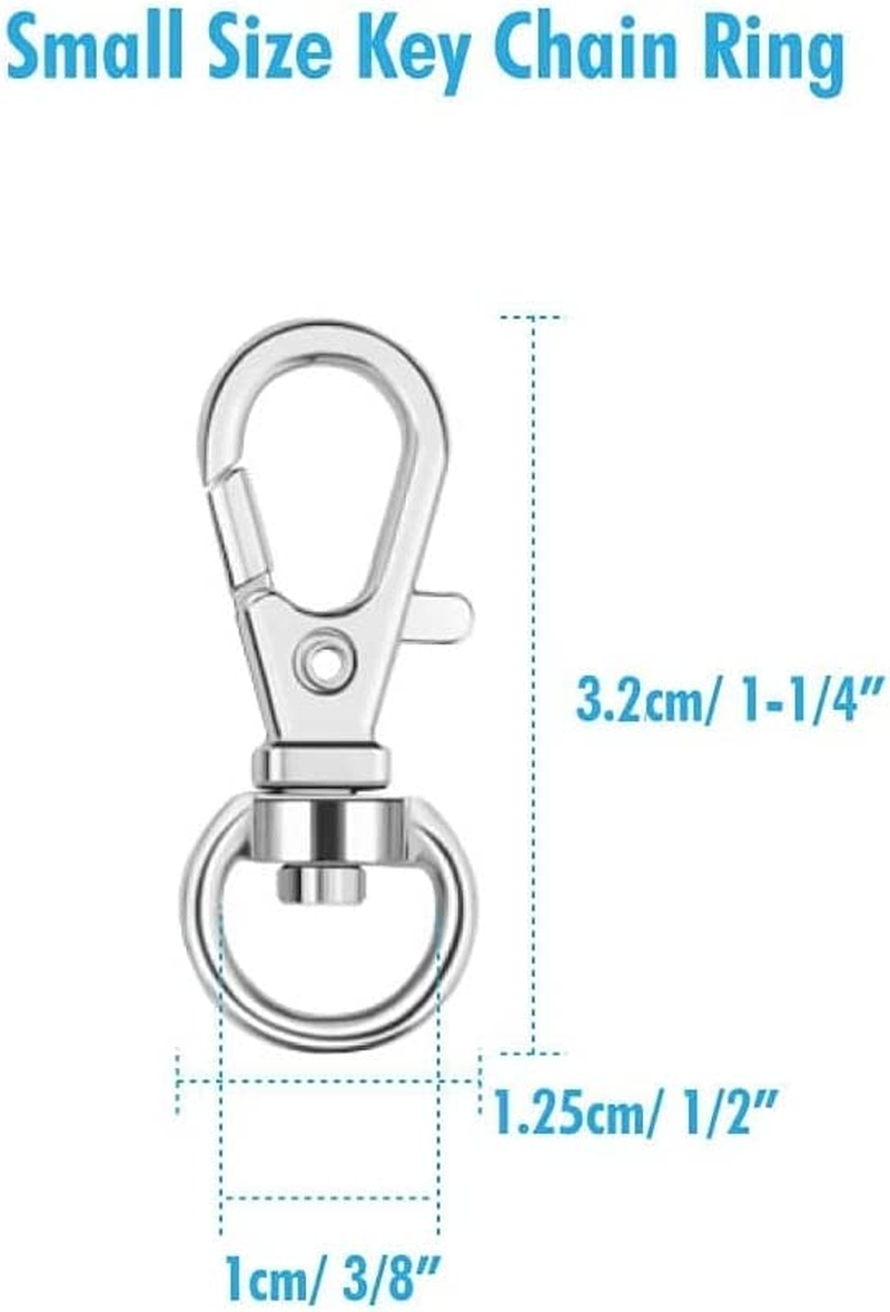 Hysagtek Swivel Snap Hooks (100 Pcs), Silver, Lobster Claw Clasp, Lanyard Clips, Key Rings for Crafts, Jewelry Making Findings