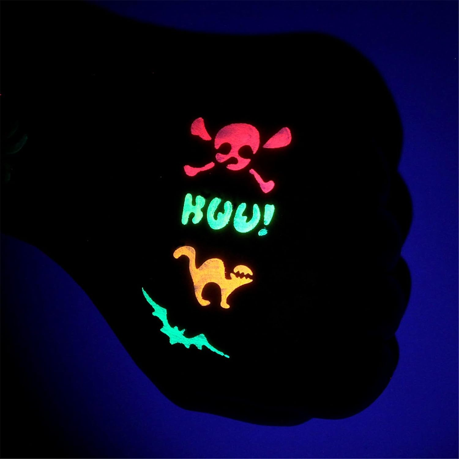 Roseflower 8 Colours UV Blacklight Neon Fluorescent Body Face Paint, 3Pcs Art Paint ,Glow in Dark Face Body Paint, Professional Non-Toxic Makeup Pallet Halloween FX Party Artist Fancy Adult Painting image number 5