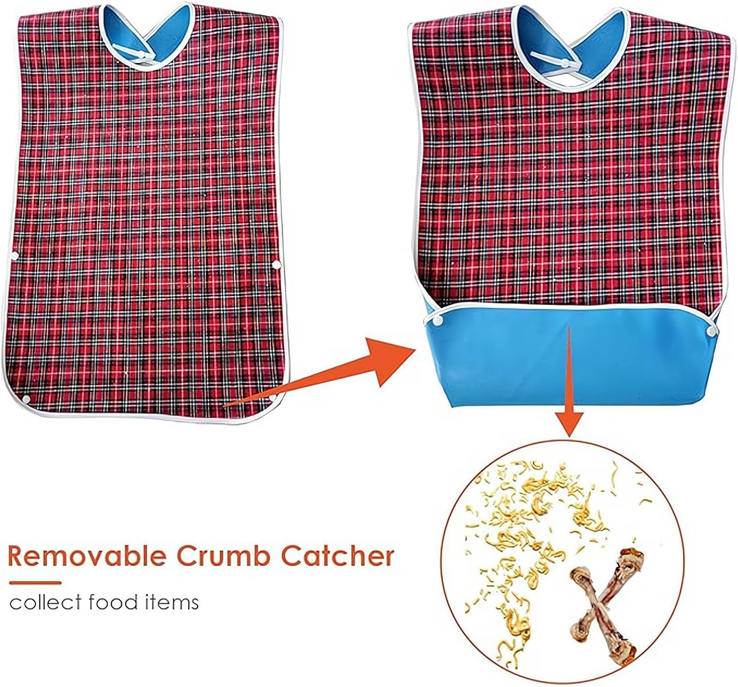 3Pcs Adult Bibs, Washable Dining Bibs Reusable Clothing Protector for Elderly Women Men image number 6