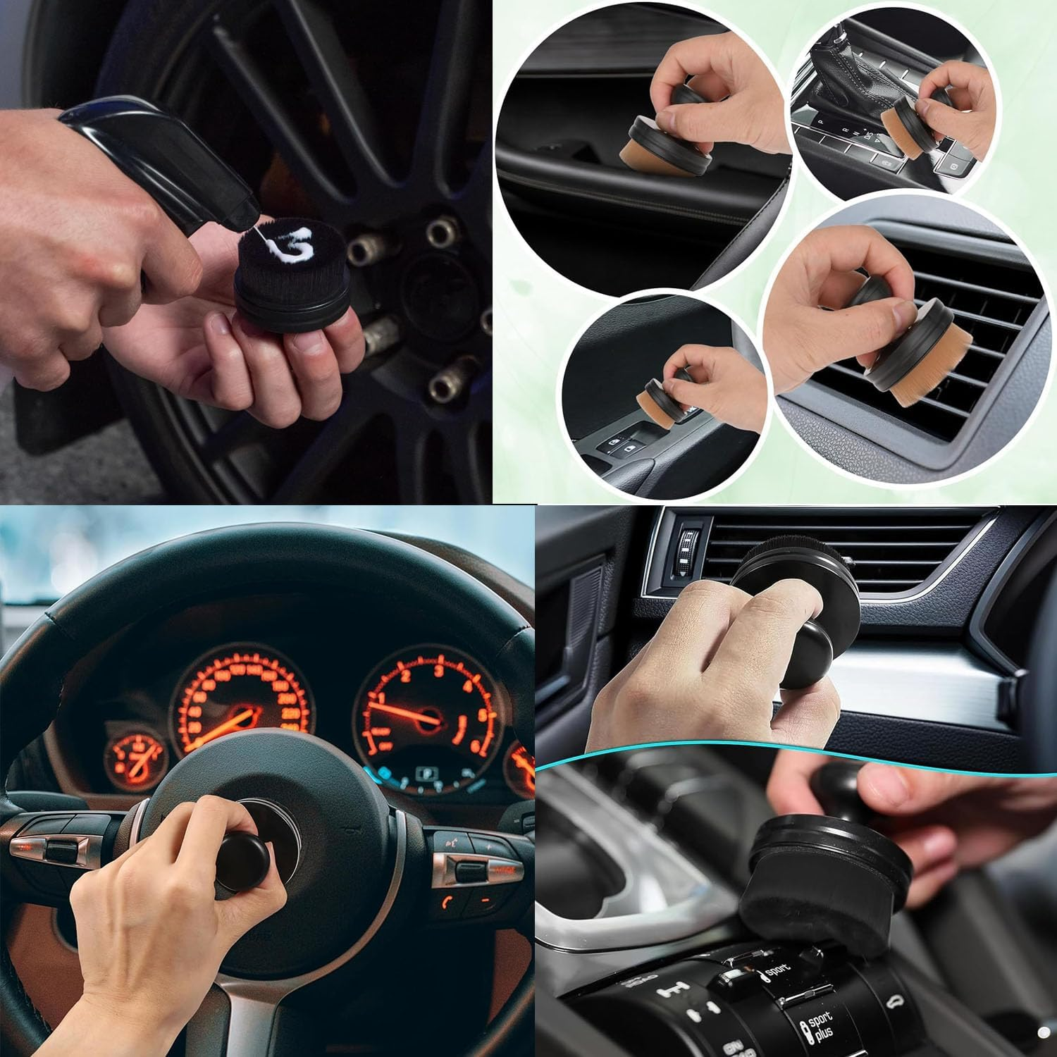 Paifeancodill Car Interior Detail Brush,1Pcs Car Detail Wheel Brush Car Tire Brush Car Tire Polishing Brush High Density Tire Polishing Applicator Brush Car Tire Decoration Applicator Brush (Black) image number 3