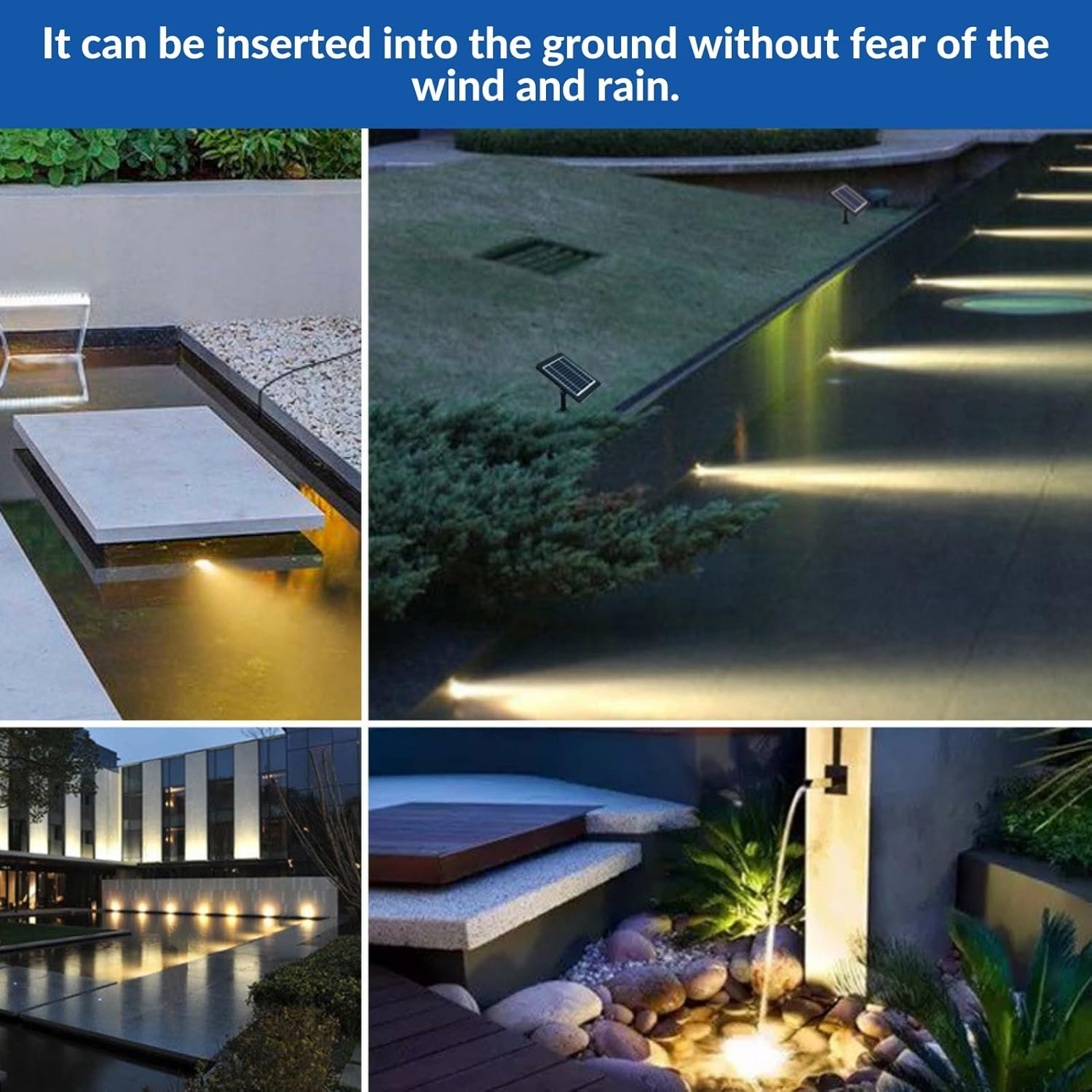 Jadeshay Solar Pond Lighting, 6 V 2 W Polycrystalline Solar Panel Diving Spotlight Solar Underwater Spotlight with 1 W 3 Lamps Waterproof Landscape Spotlight for Garden Pond