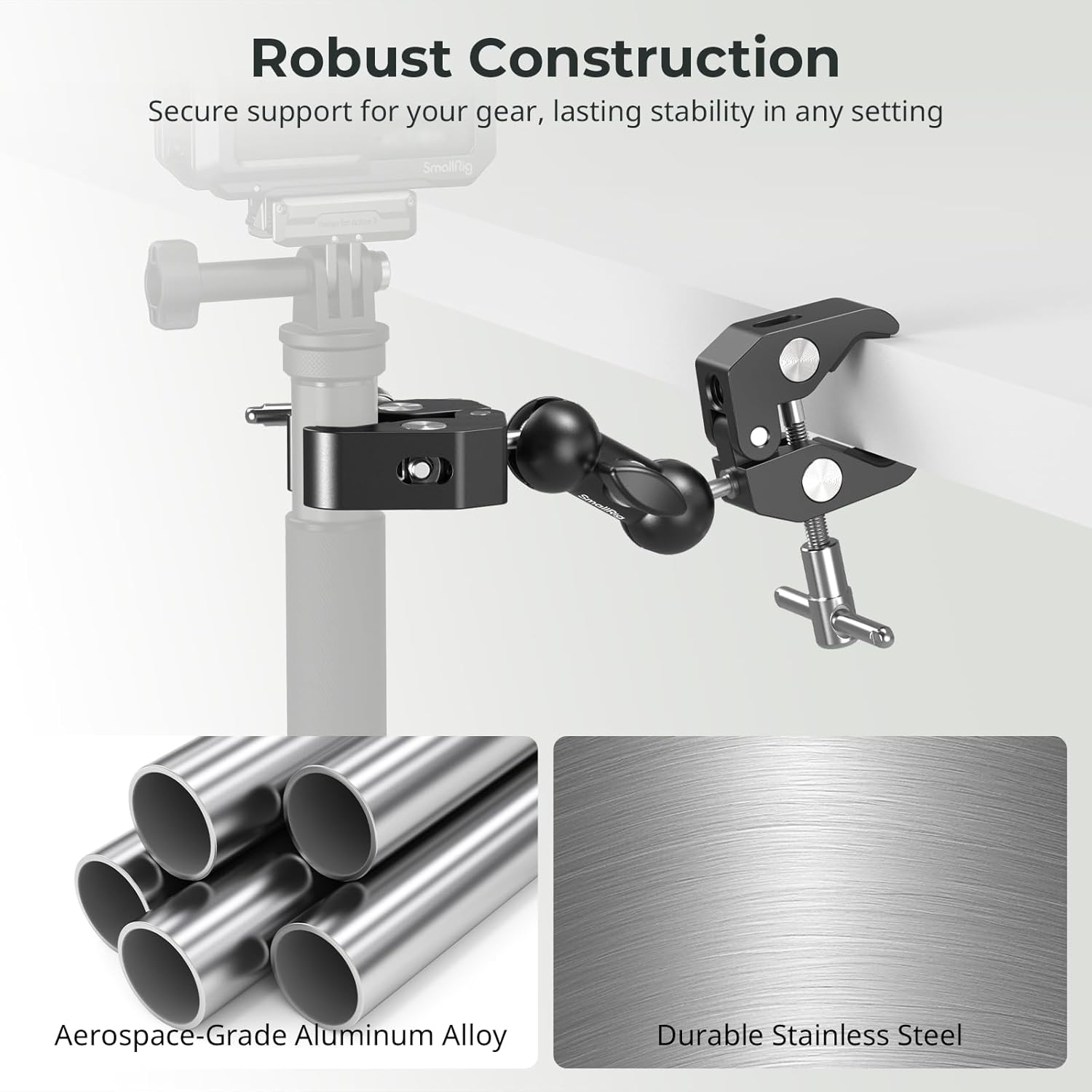 SMALLRIG Adjustable Double Clamp Mount, Dual Head 15-40Mm Anti-Slip Clamp, 1.5Kg Aluminum Alloy Clamp for Photography Lighting/Tripod/Studio - 5331 image number 1