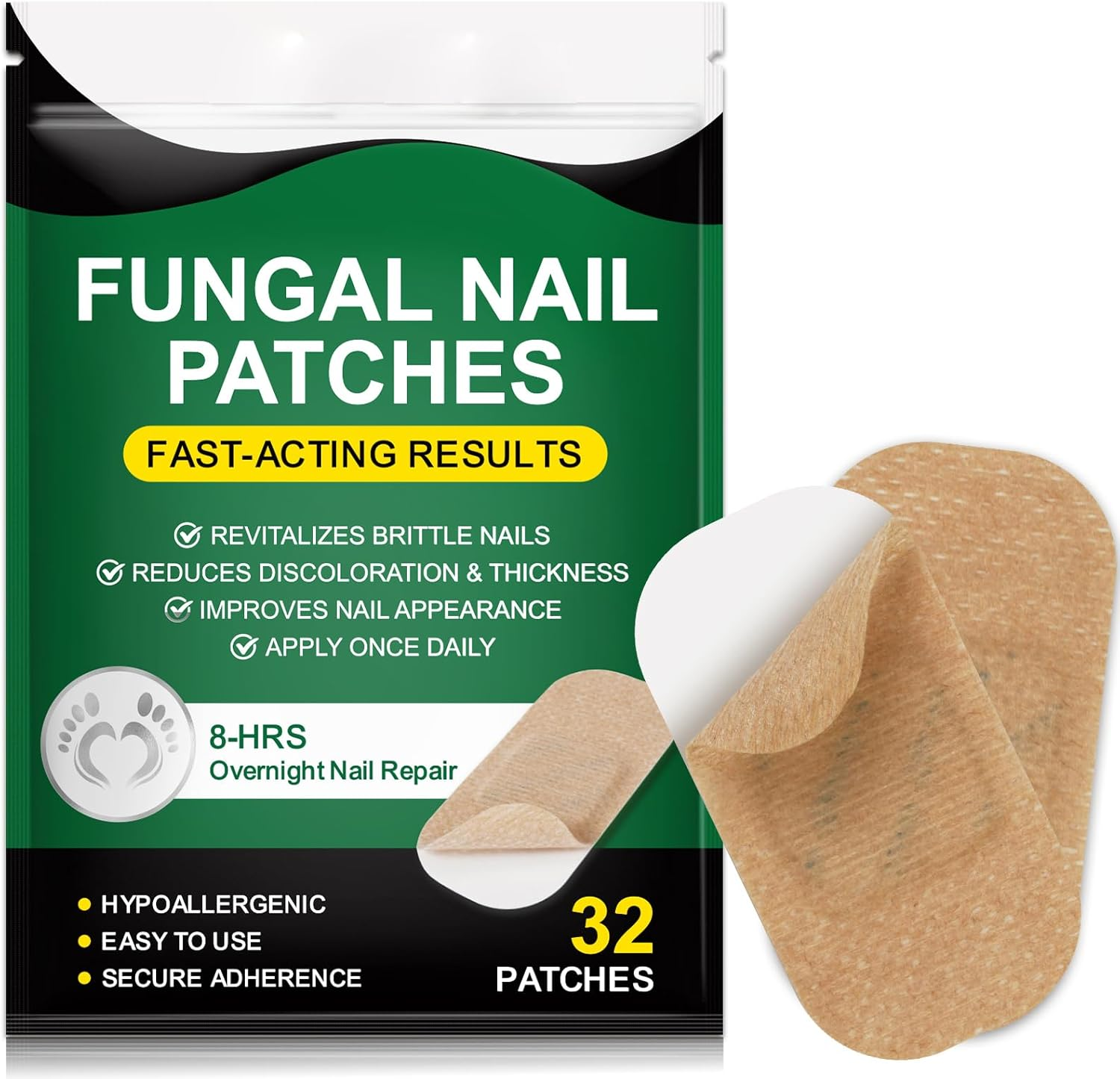 Furnrubden Fungal Nail Treatment Patches 32-Pack, 8-Hour Overnight Repair, Hypoallergenic Adhesive for Thick and Discoloured Nails image number 6