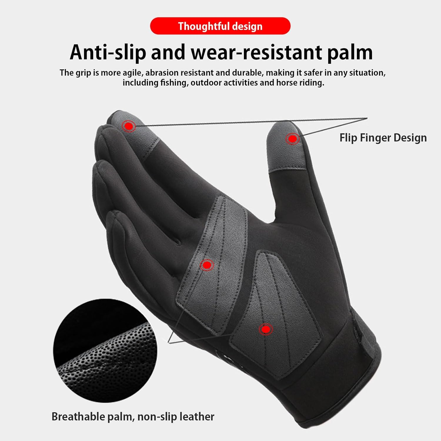 Men'S Winter Gloves Fleece Lining Waterproof Anti-Slip Windproof Cold Protection Cycling Mountaineering Fishing Unisex image number 1