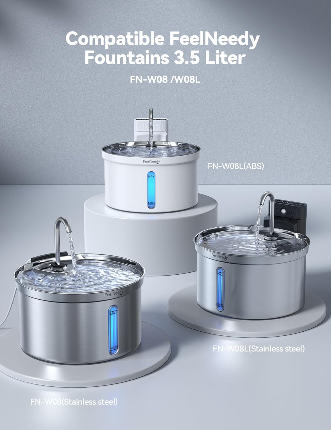 FEELNEEDY 6 Pack Cat Water Fountain Filter & 6 Pack Pump Filter Sponges Replacement, Pet Water Fountain Filter for 108 Fl Oz/3.2L Cat Water Fountain FN-W06 (6 Pack Filters) image number 4