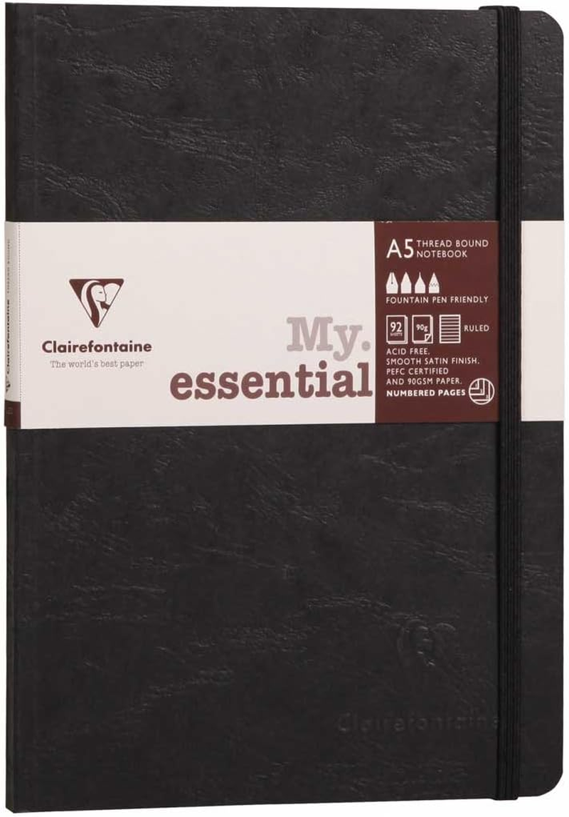 Clairefontaine 'Age Bag' Thread-Bound Notebook, A5, Lined, 192 Pages - Grey