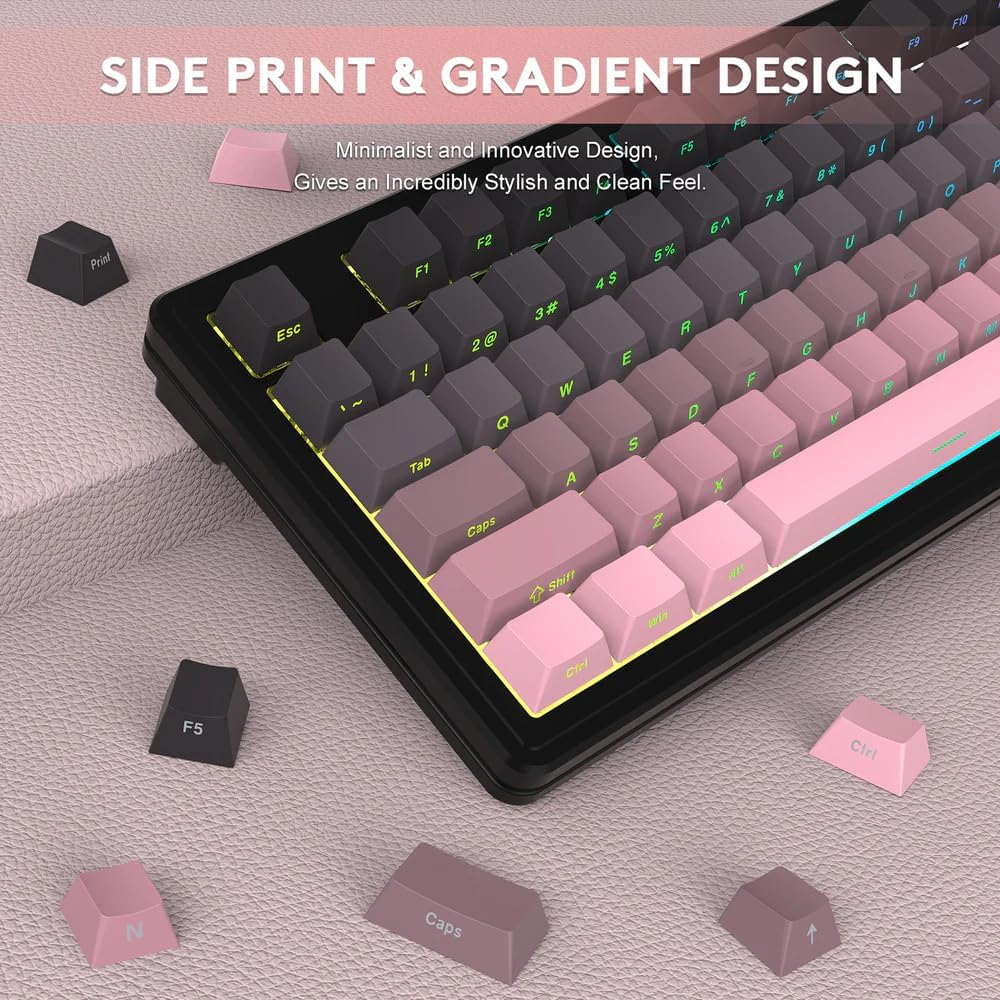 ATTACK SHARK M87 PRO Wireless Mechanical Gaming Keyboard,Hot Swappable Gasket RGB Custom Keyboard,Linear Switch&Side Printed PBT Keycaps,Bt5.0/2.4Ghz/Type-C,5000Mah Battery for Win Mac(Blackberry)