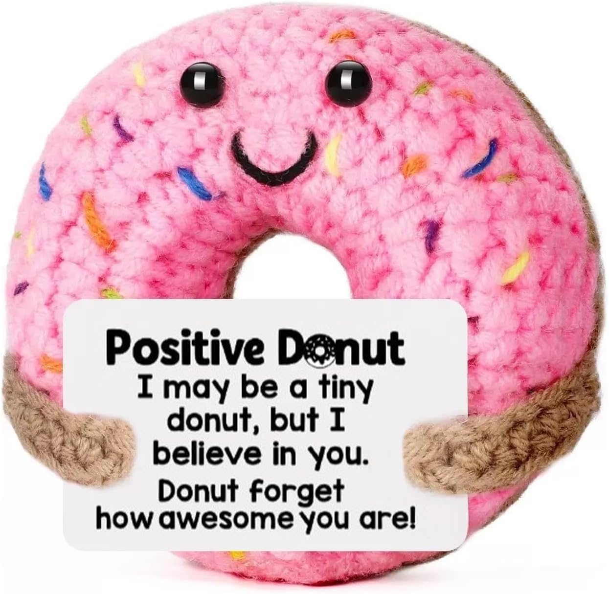 Fayrvind Emotional Support Positive Funny Handmade Crochet Donut Unique Cute Desk Accessories Birthday Gifts for Women Thank You Gift