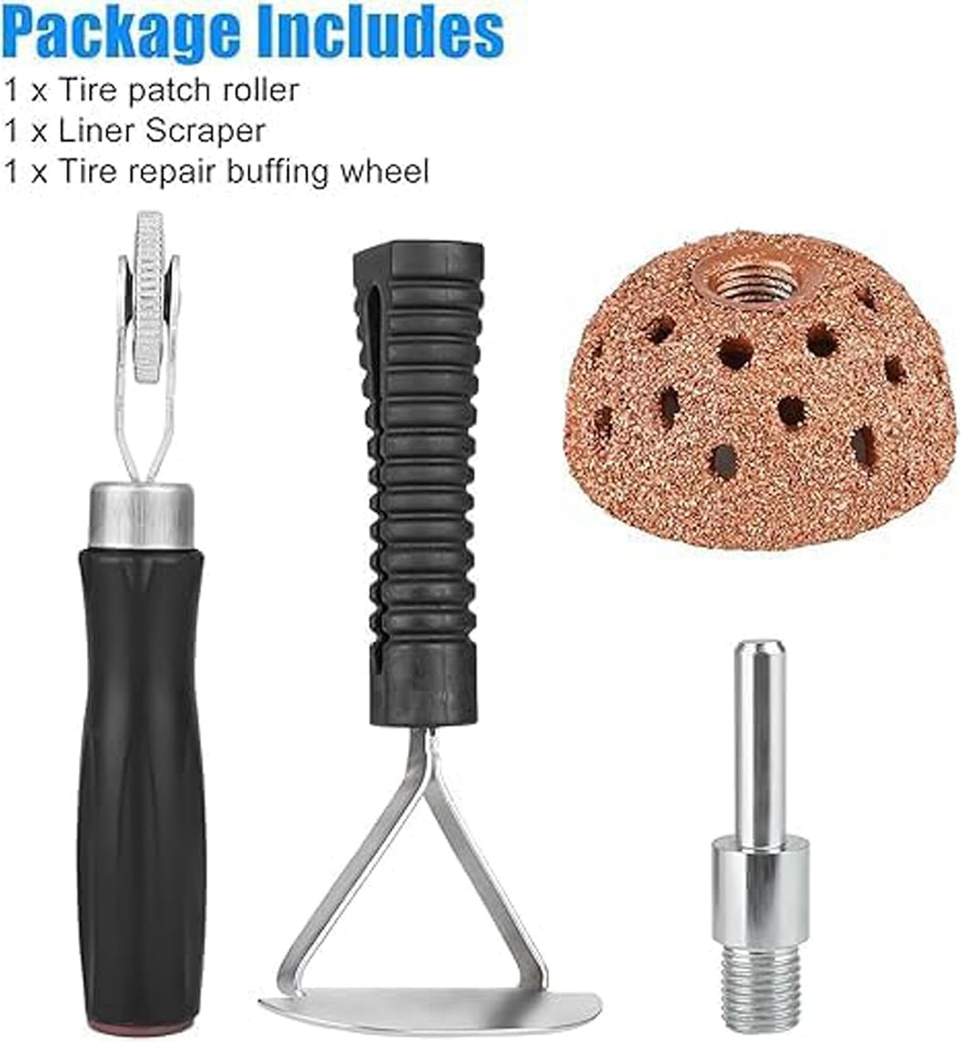 Tire Repair Patch Tools Wheel Strong Tire Patch Roller Kit Tungsten Steel Buffing Repair Buffing Whee Tire Buffing Wheels Repair Buffing Wheel for Car Tire Grinding Polishing Accessories Kit image number 4