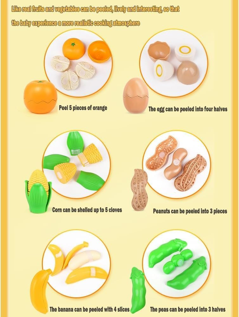 Fohouse Play Food Toy Set for Kids Kitchen - Shopping Basket with Cutting Fruit & Vegetables Accessories, Pretend Food Kitchen Toys Accessories, Pretend Food Toys for Toddlers Boys Girls Gift image number 4