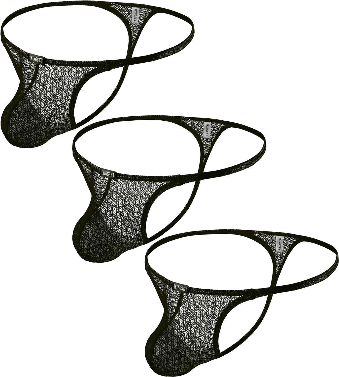 Ikingsky Men'S Sexy Lace G-String Underwear Sexy Pouch Thong Underwear Soft Y-Back Underpanties for Men image number 7