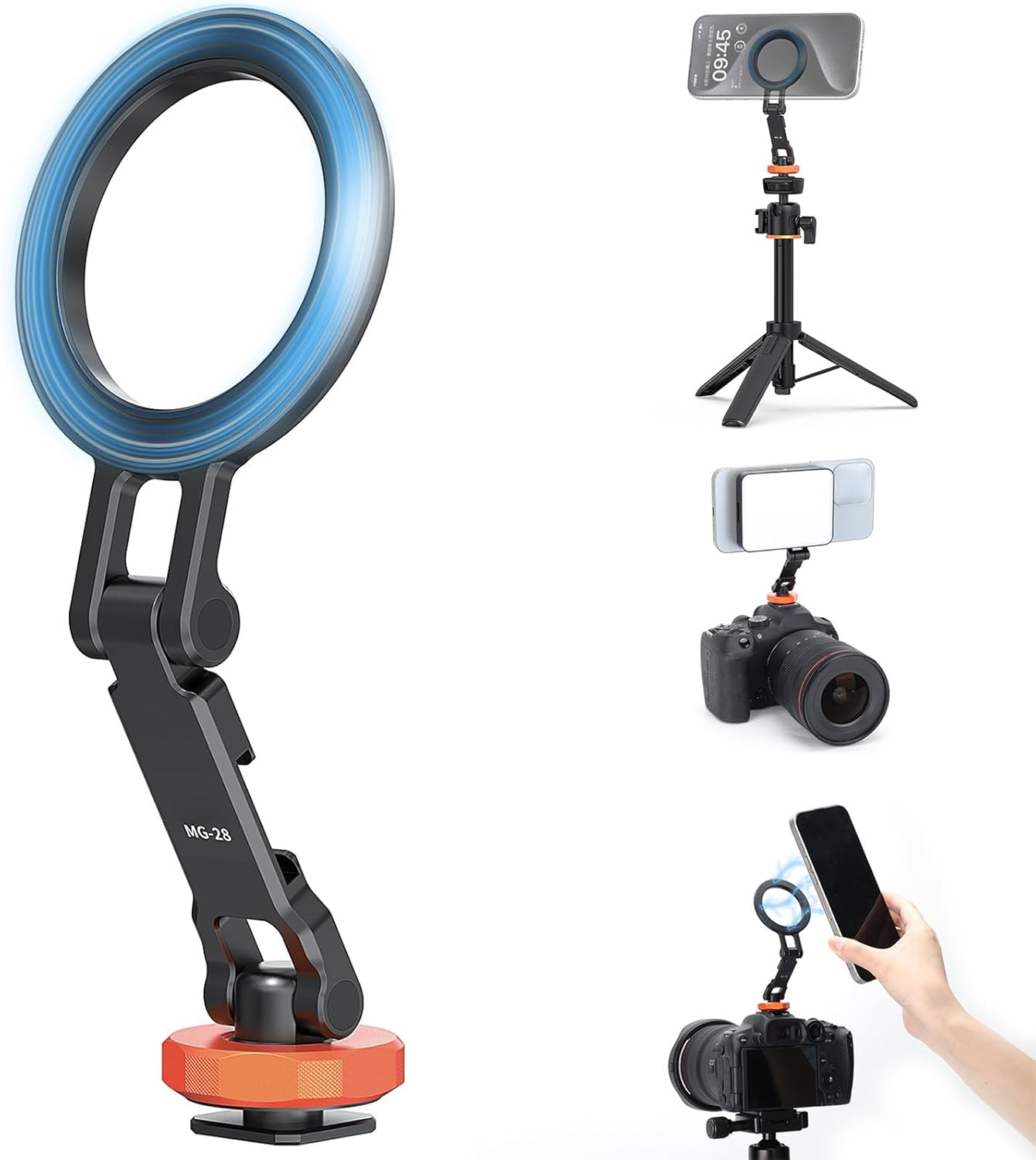 Wisoqu Magnetic Phone Tripod Mount Adapter with 1/4 Inch Screw Hole and Cold Shoe, Foldable Phone Tripod Holder for 12-16 Series Smartphones image number 6