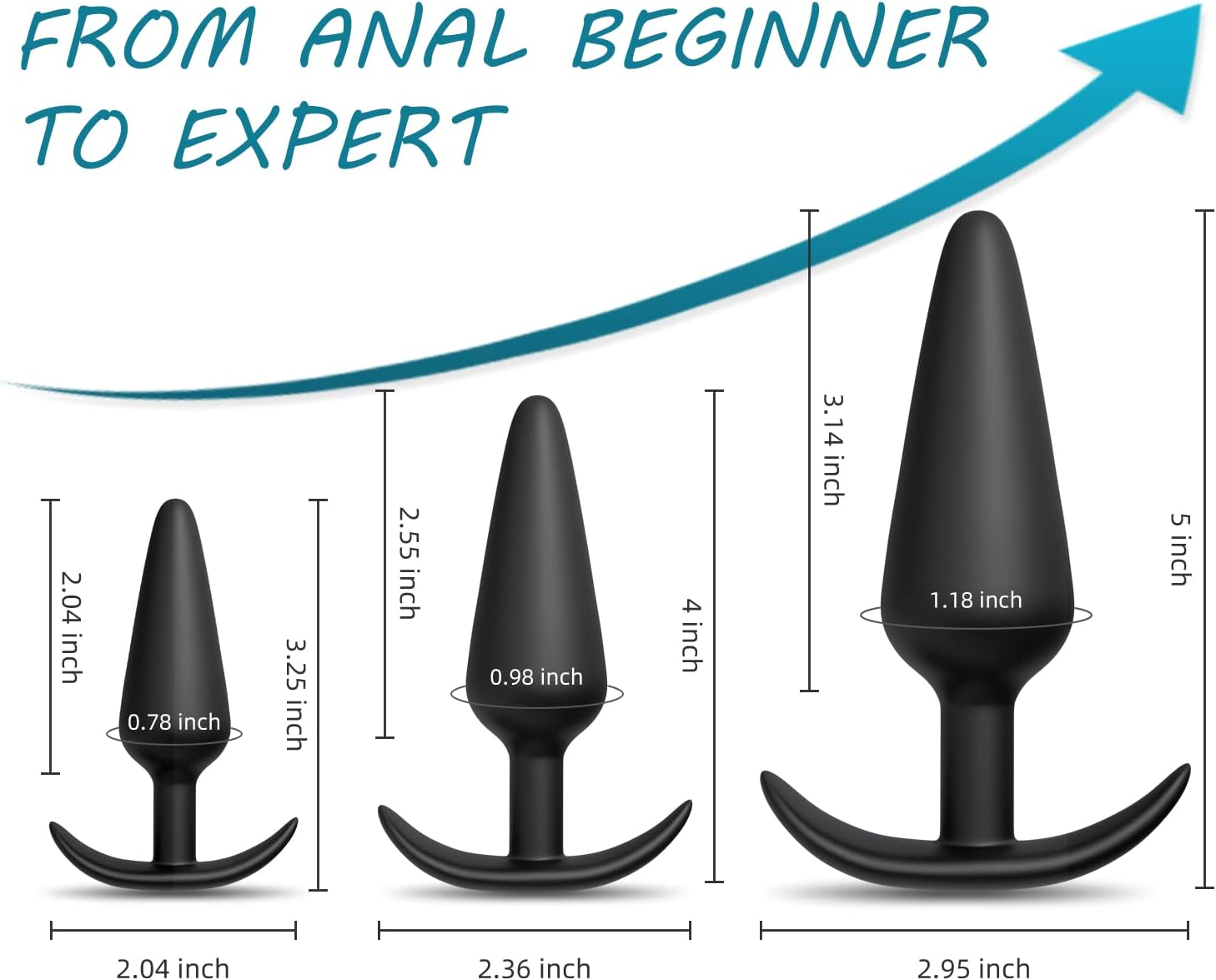 Anal Plug 3 Pcs Ultimate Training Kit Beginners, Funejoy Butt Plug Small Medium Large for Stretching, Easy to Use Pleasure Comfort for Solo Men and Women image number 1