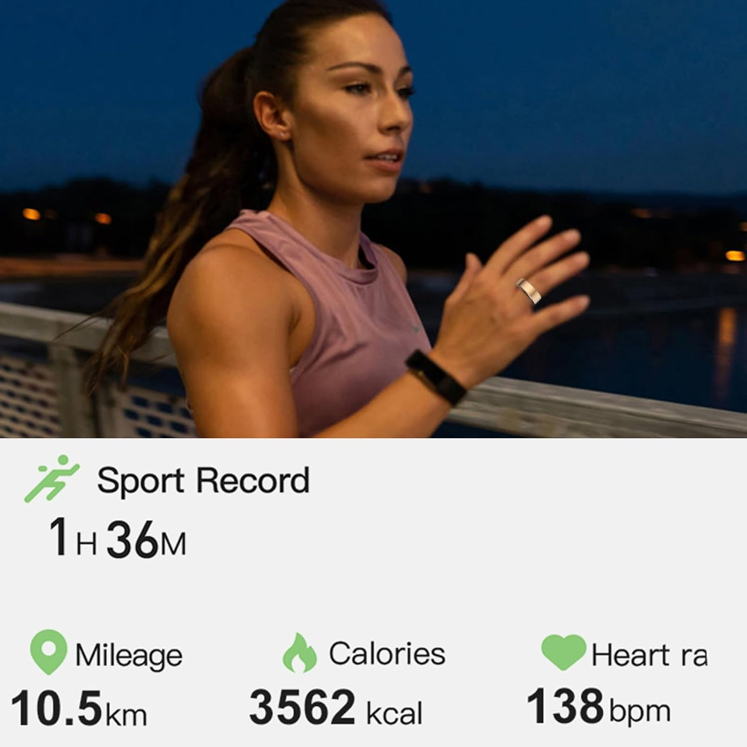 Smart Ring with Fitness Tracker Bluetooth Wearable Step Tracking Electric Book Page Turning Camera Remote Control for Ios Android Rose Gold image number 4