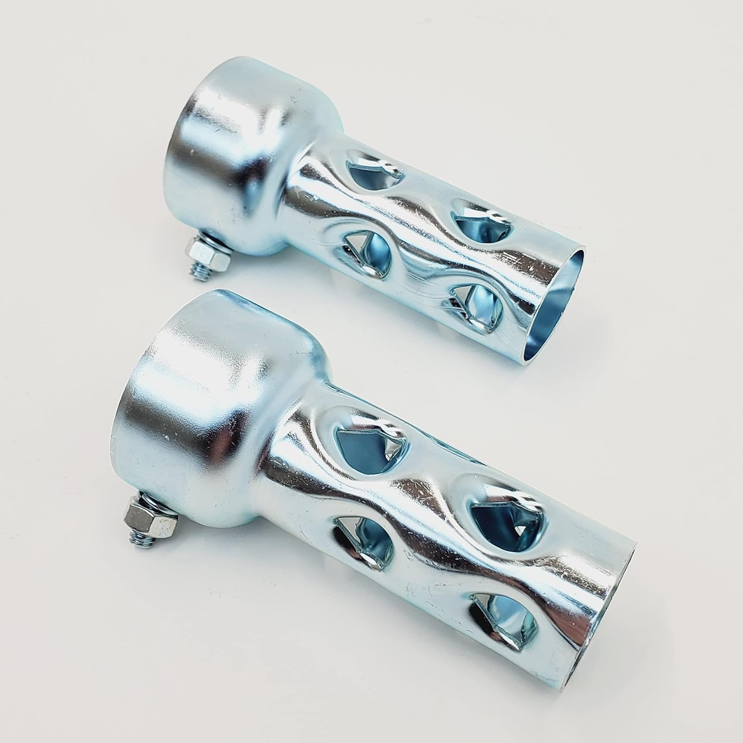 4&rdquo; SHORT Exhaust Baffles for 2" OD Exhaust Pipes & Mufflers &ndash; Noise Reducer/Silencer - SOLD as a PAIR W/Mounting Nut & Bolt &ndash; Galvanized Steel &ndash; Motorcycle, Harley, Chopper, Bobber, Cafe Racer image number 1