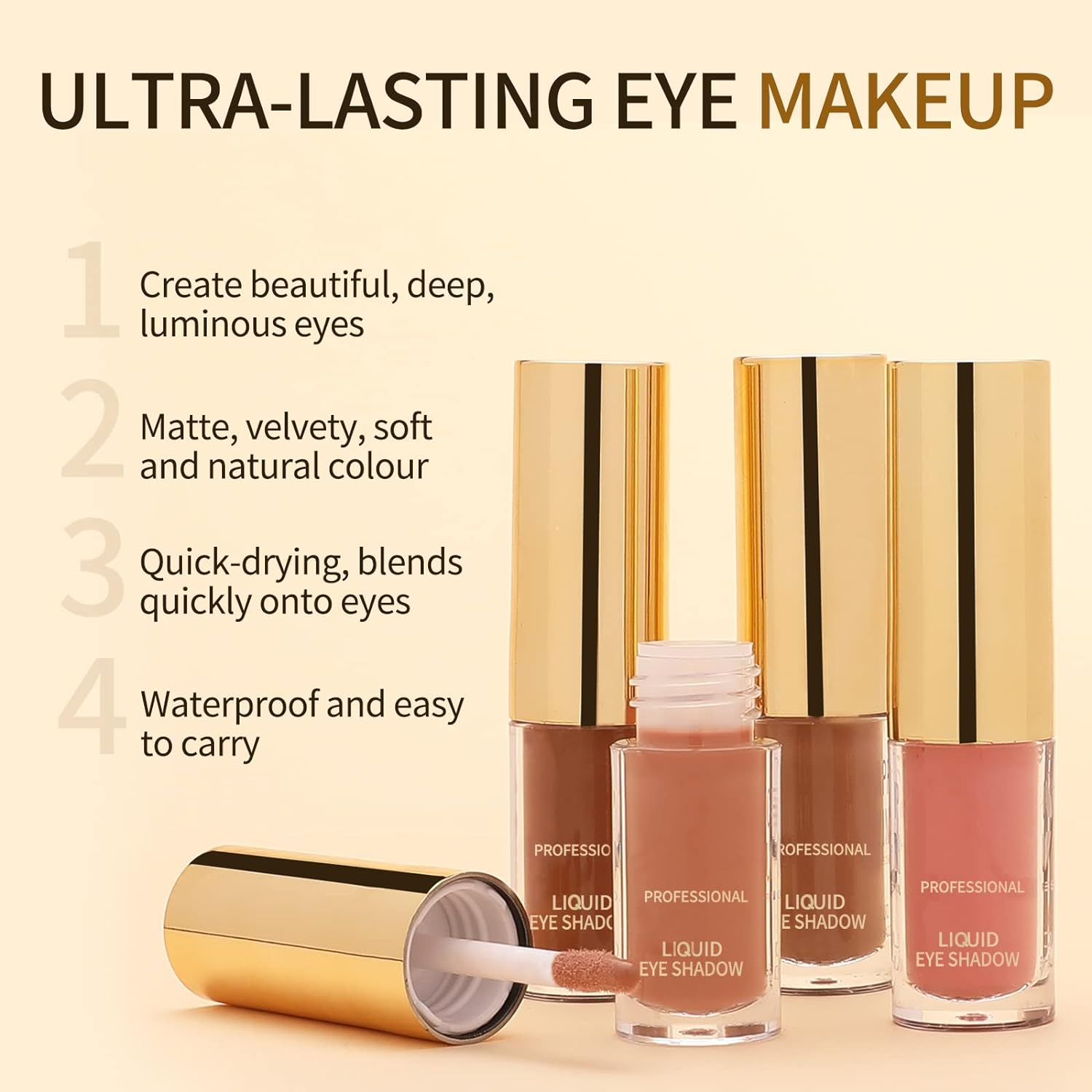 Boobeen Liquid Matte Eyeshadow, Long Lasting Waterproof Liquid Eyeshadow, Velvet Matte Cream Eyeshadow, Neutral Nude Eyeshadow Makeup - 05 image number 2