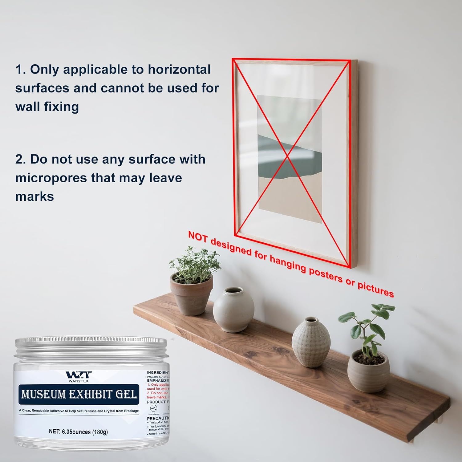 WAN2TLK Museum Gel 180G/6.5Oz| Museum Putty Clear Removable/Reusable | Protects Artifacts and Fragile Items | Shock and Slip Resistant | Essential for Home and Commercial Displays