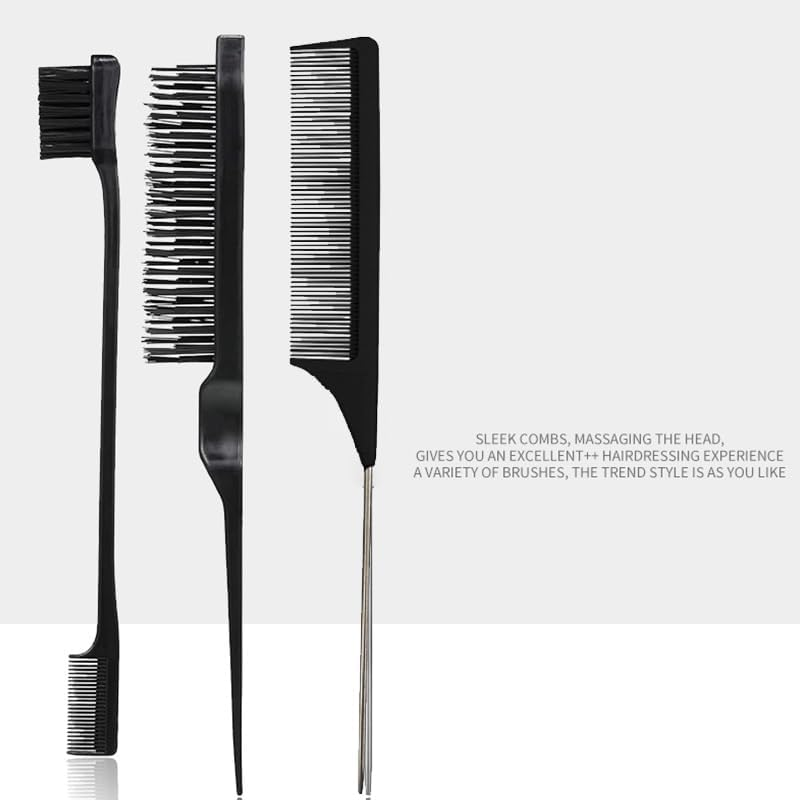 Weforu 5Pcs Boar Bristle Brush Set, anti Static Quiff Roller Hair Brush for Men and Women, Wooden Handle Bristle Slick Back Teasing Boar Bristle Sleek Styling Hair Brush image number 1