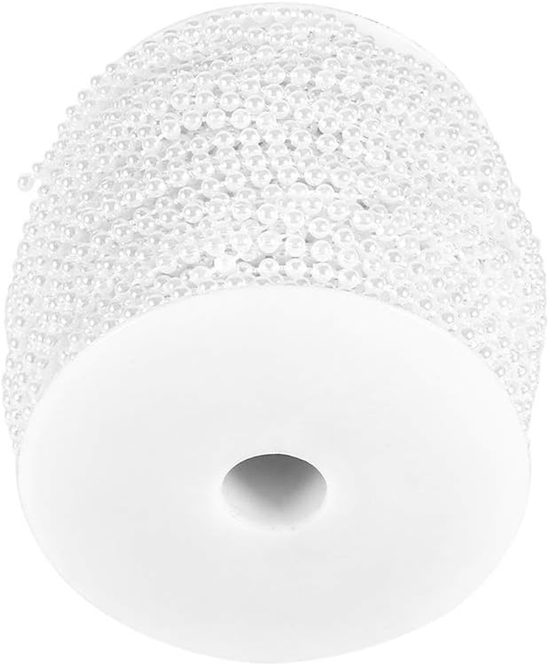 Pearl String,50M Roll 3Mm Fishing Line Pearls String Beads Chain Garland Wedding Decoration Centerpieces(White)