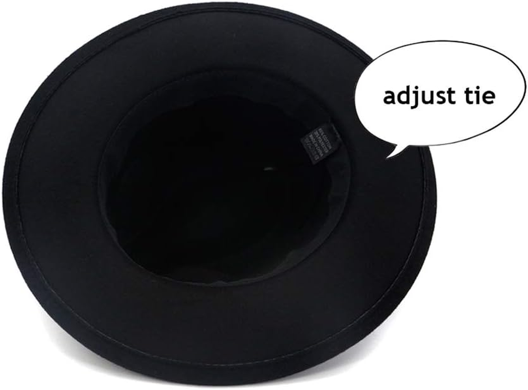 Gossifan Lady Fashion Wide Brim Felt Fedora Panama Hat with Ring Belt