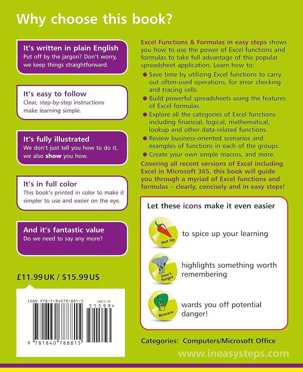 Excel Functions & Formulas in Easy Steps image number 2