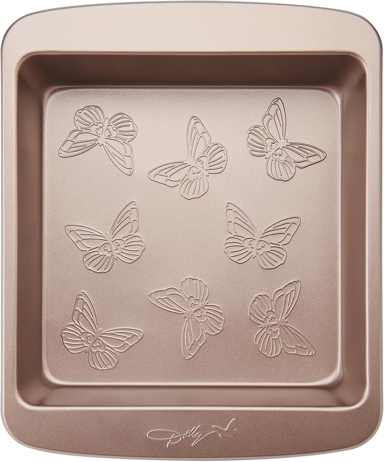 Dolly Parton Butterfly Stamp Square Cake Pan &ndash; Carbon Steel Nonstick Bakeware with Textured Butterfly Design, Durable Rolled Rim, Oven Safe to 450F, Perfect for Cakes, Cheesecakes and Savory Bakes image number 6