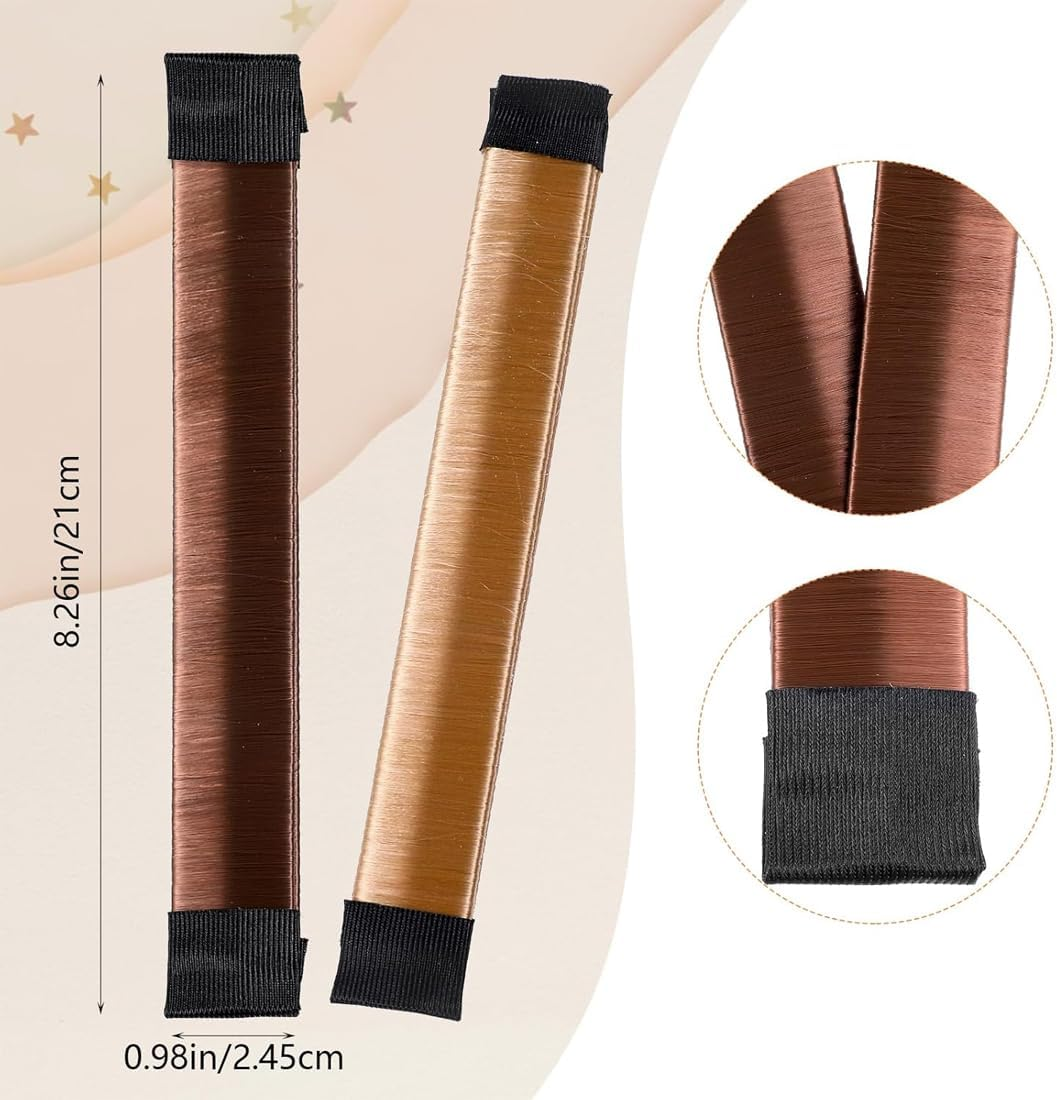 GHPKOTW Pack of 3 Braiding Aid Hair Girls and Women, Hair Knitting Tool Accessories, DIY Hair Styling for Long and Short Hair, Brown Doughnut Hair Bun Maker for Children Bun Hair image number 6
