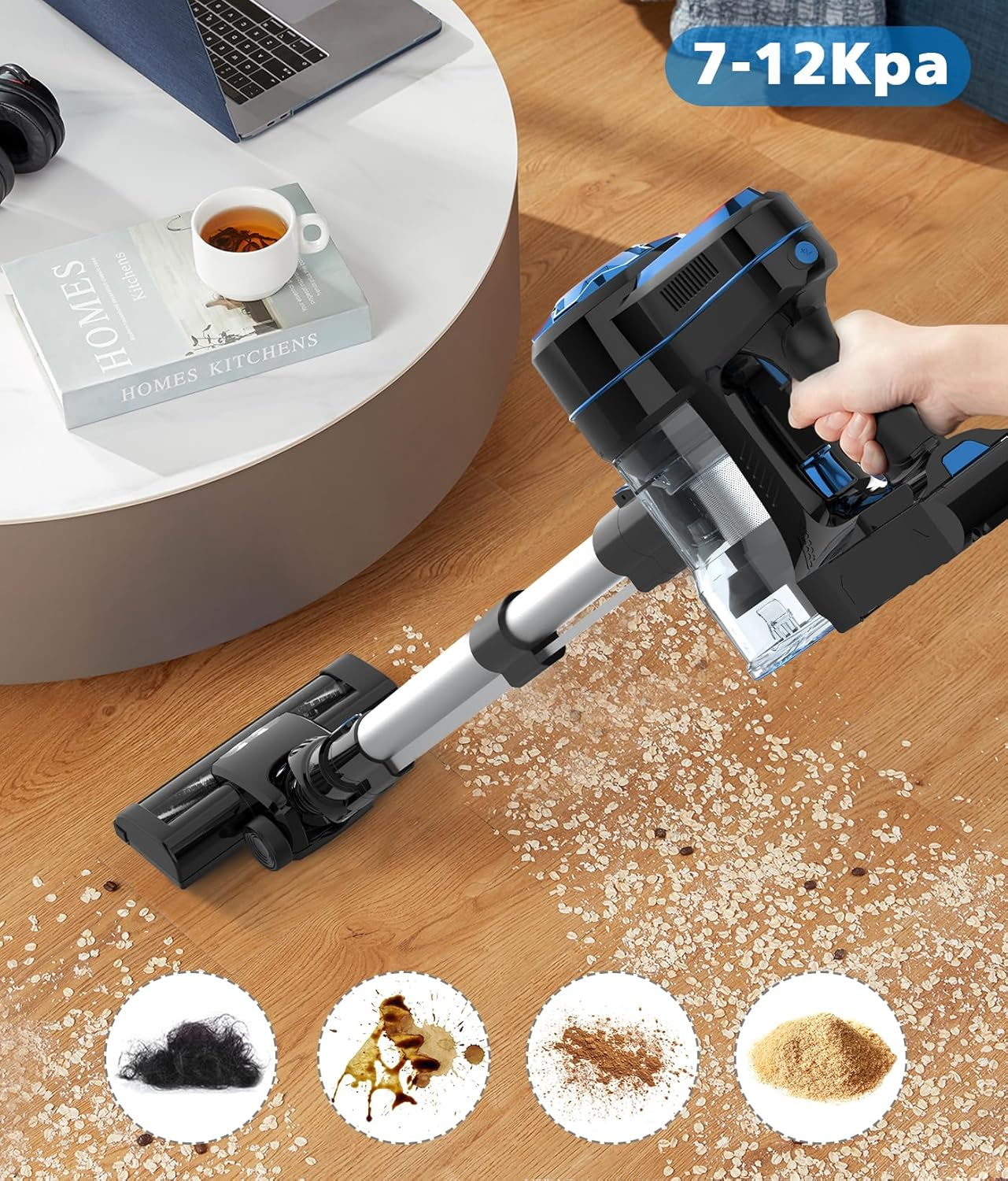 ADVWIN 3-In-1 Cordless Vacuum Cleaner, Extendable Upright Vacuums, 150W Powerful Lithium Battery Lightweight Stick Handy Vacuum Cleaner with LED & Wall Bracket, for Home | Hard Floor | Quiet image number 4