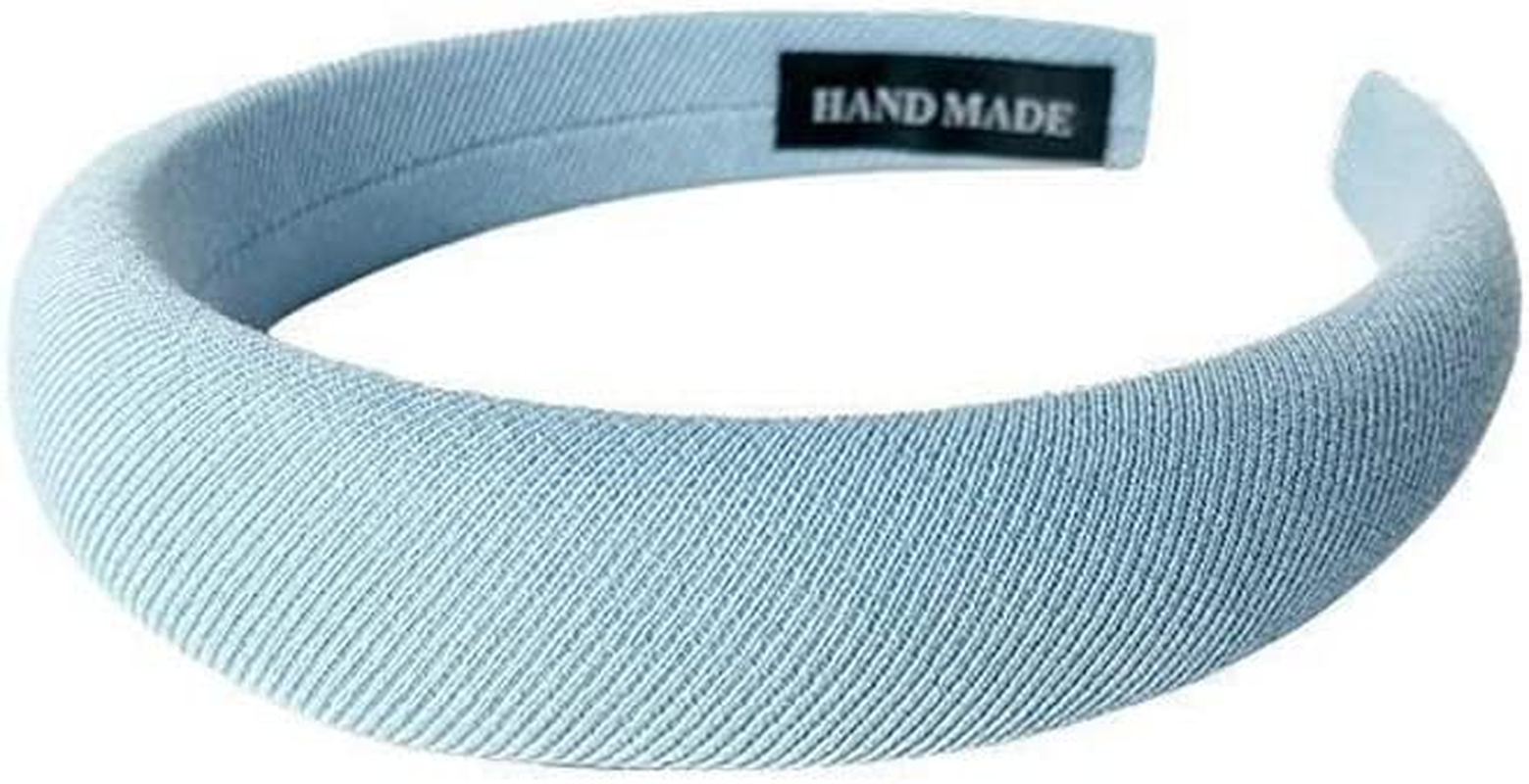 Blue Padded Headband Puffy Headbands for Women Girls Chunky Hairbands Thick Puffy Head Band Vintage Fashion Pad Headband for Women Christmas Party Headbands Hair Accessories