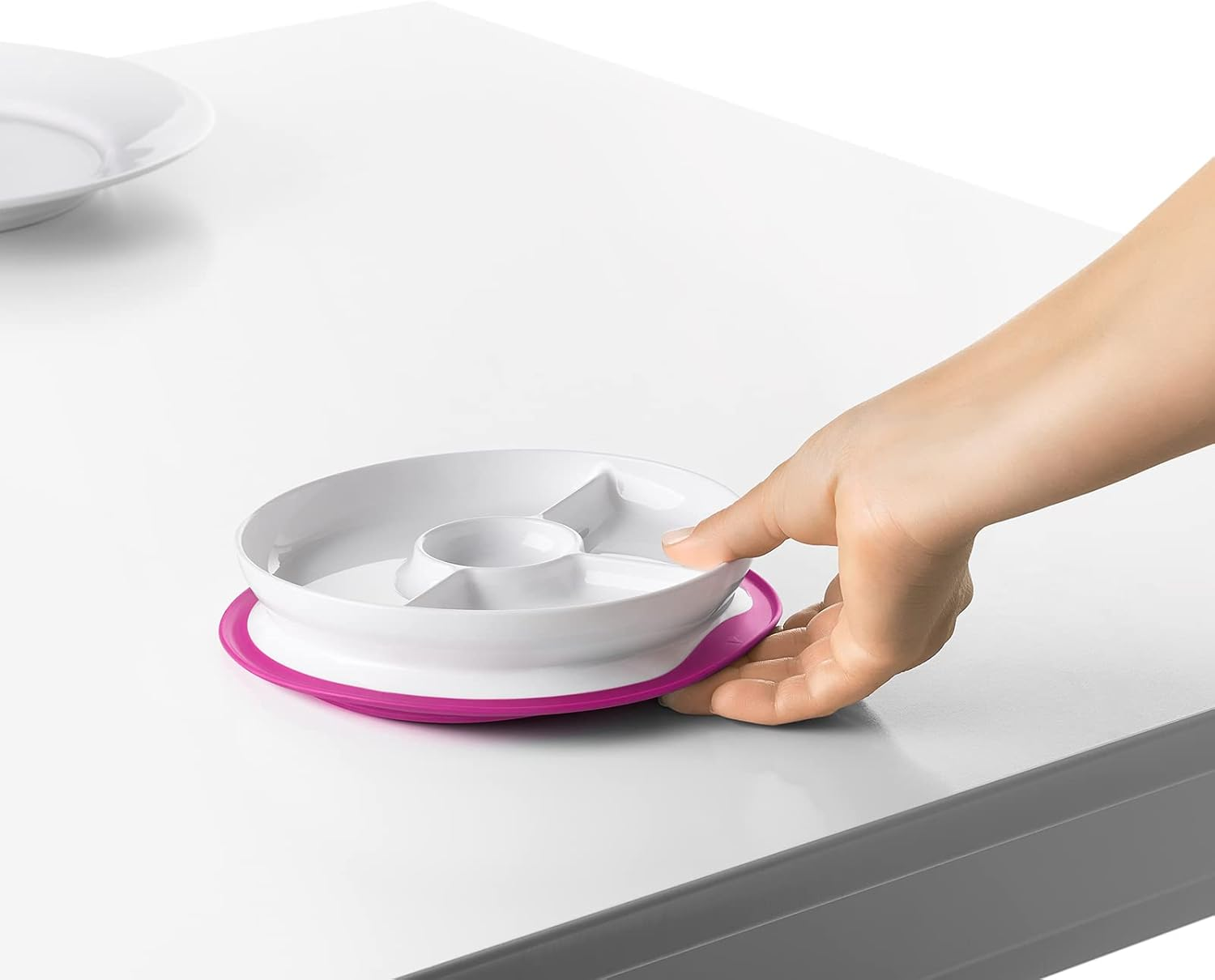 OXO TOT Stick and Stay Suction Divided Plate, Pink, image number 4