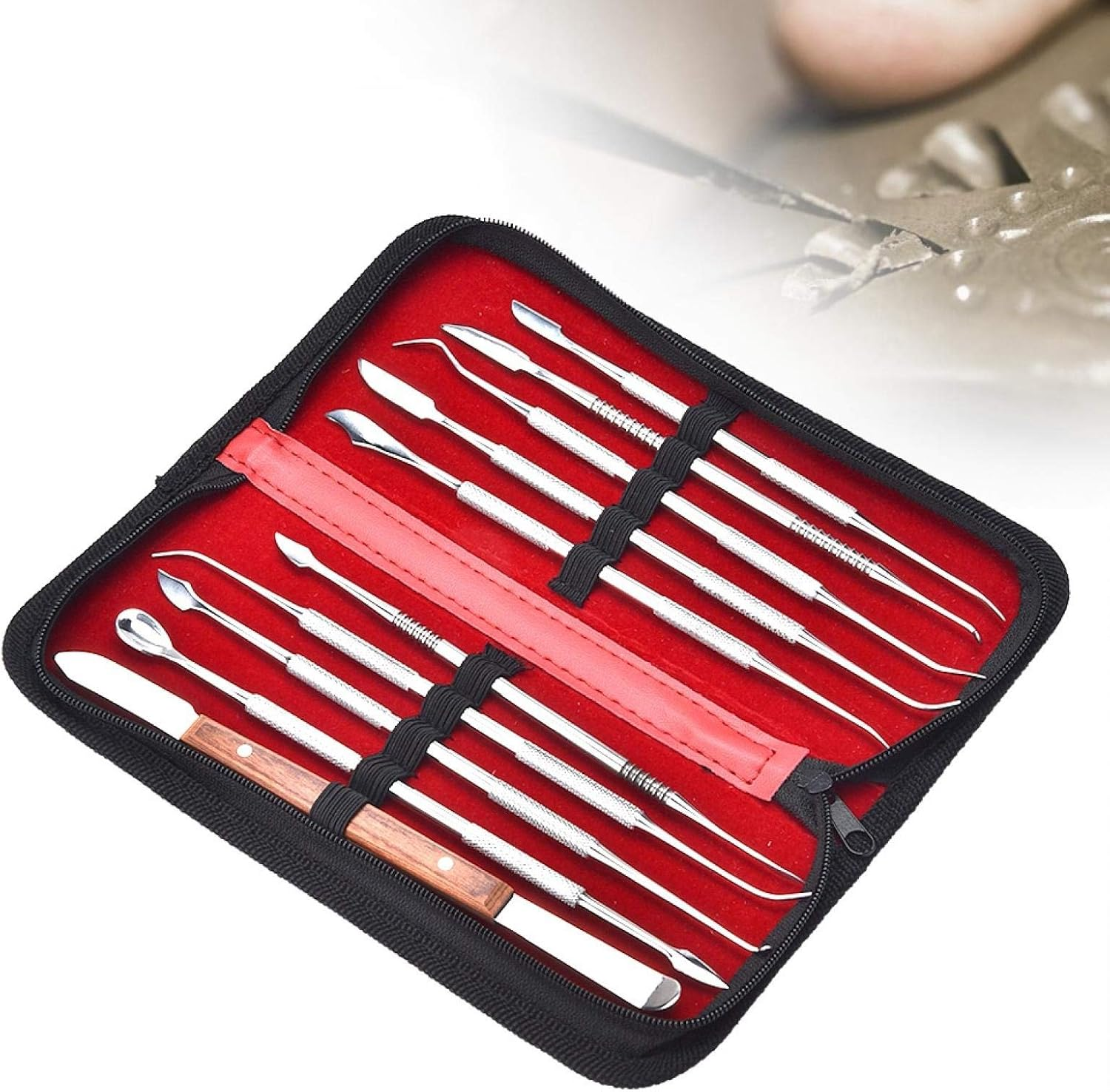 Stainless Steel Carving Tools, Wax Candle Clay Sculpture Tool Metal Pottery Wheel Engraving DIY Wax Carving Tools for Beginners Adults Cake Fondant Decoration and Nail Art