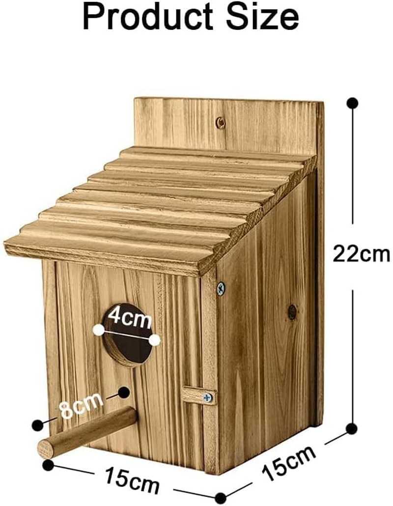 Safe Wooden Little Animal Fossa, Hanging Nest, Sparrow Lair Box with Pole, Outdoors Hoisting Garden Patio Decorative for Swallow Hummingbird Finch Throstle