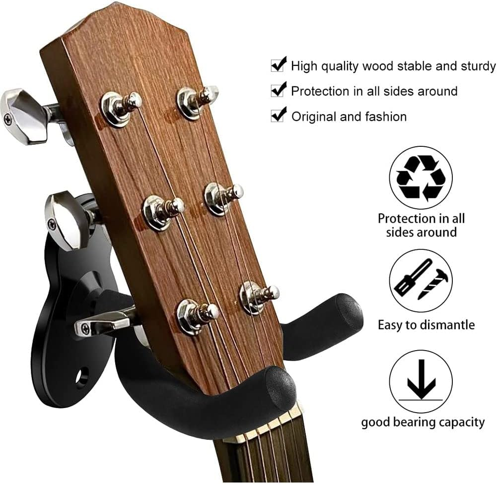 4 Pack Guitar Hanger Hook Wall Mount, Musical Instruments Stand for Hanging All Size Guitars, Bass, Mandolin, Banjo image number 3