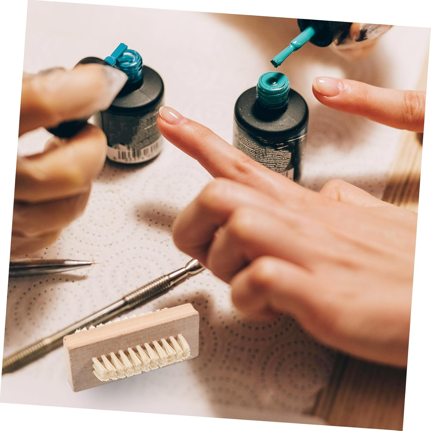 LOLIPPYY Wooden Handle Double Sided Bristle Nail Brush for Spa and Manicure Natural Bristle Material Compact for Nail Cleaning and Grooming image number 3