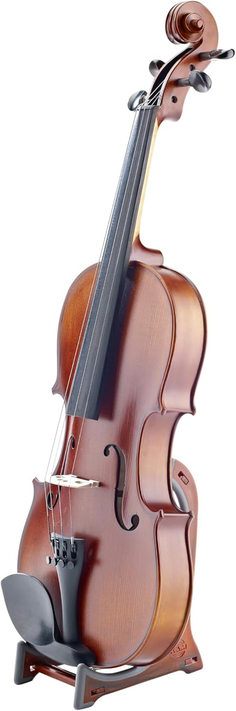 K&M 15550 Display Stand for Violin, Ukulele, Viola - Wood Effect - Triple Strut - Holding Bracket with Rubber Coating image number 6