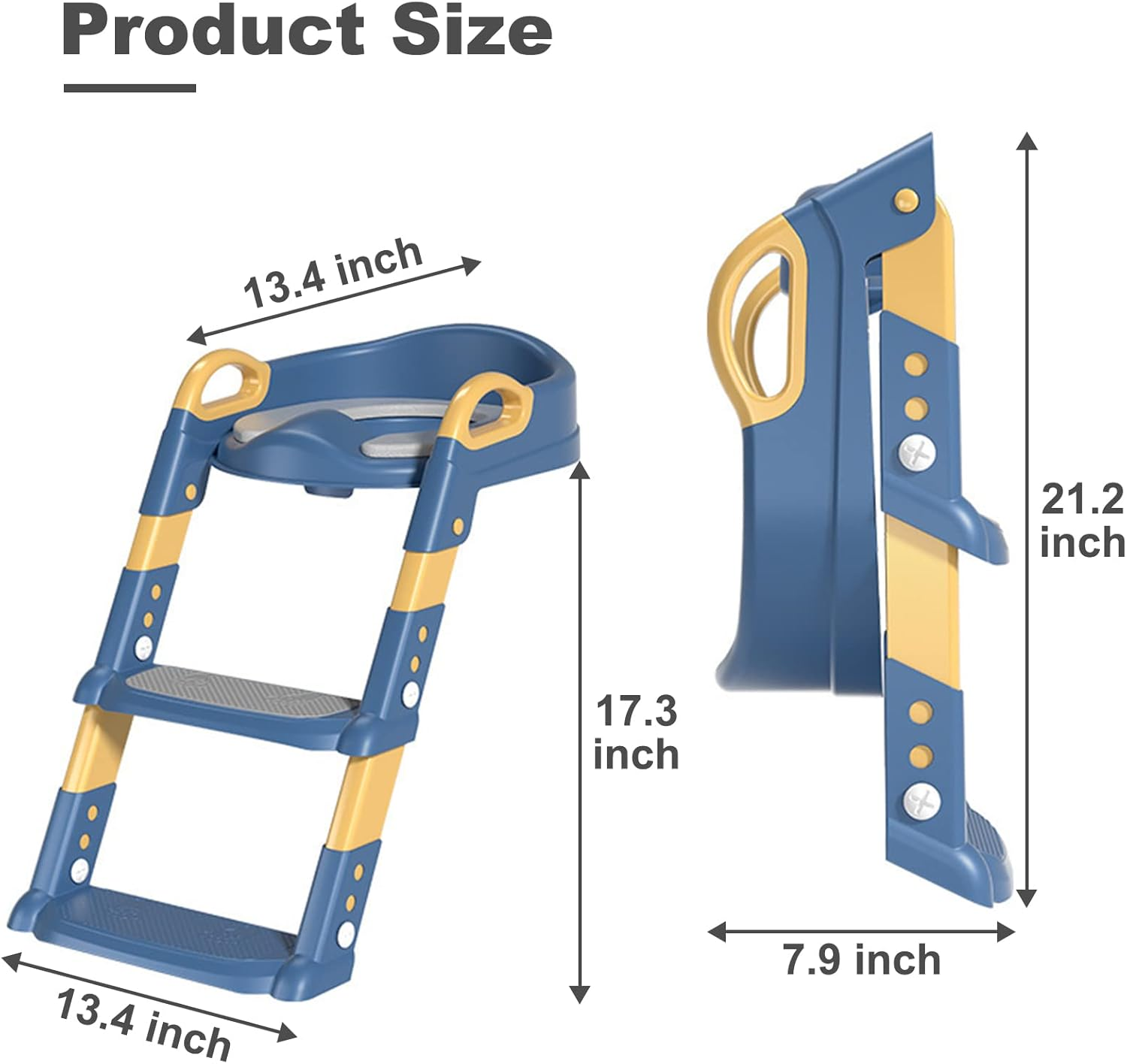 STEUGO Potty Training Seat with Step Stool Ladder,Potty Training Toilet for Kids Boys Girls,Toilet Training Potty Seat Sturdy Comfortable Built in Non-Slip Steps Soft Pad for Baby Boys Girls(Blue) - Blue image number 5
