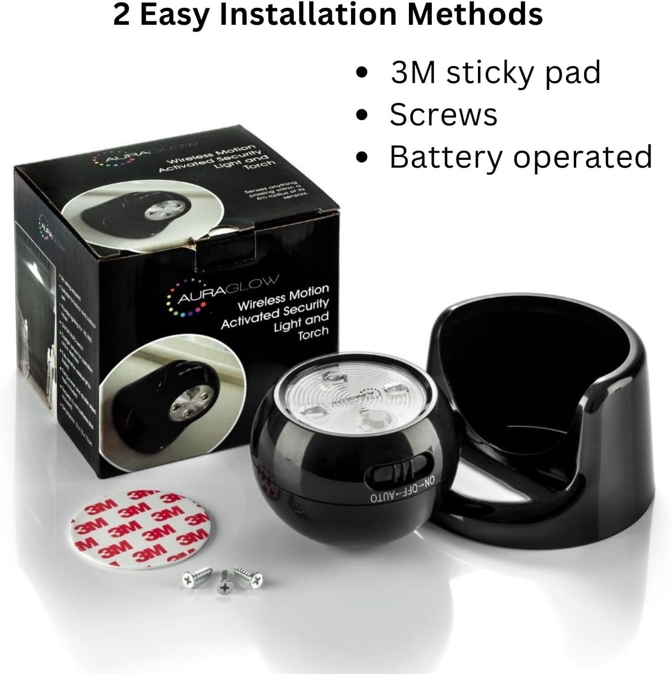 Auraglow Battery Operated Motion Activated PIR Sensor Detachable Cordless LED Security Light (White, No Batteries) image number 4