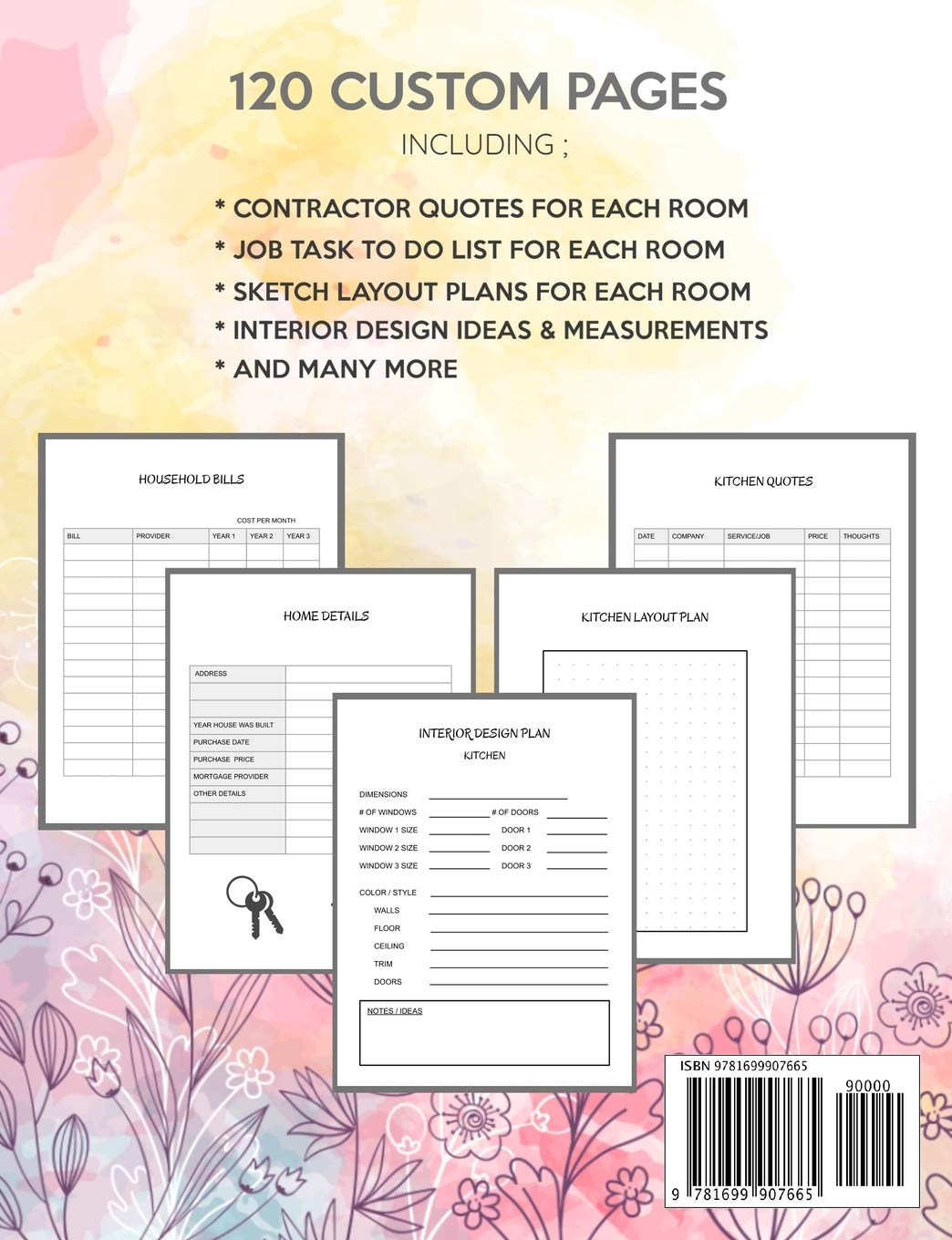 House to Home, Renovation Diary: Home Improvement Planner - Record All Renovation Details One Room at a Time - Design Ideas, Room Measurements, Task ... Notes - Also Record Household Bills Etc.