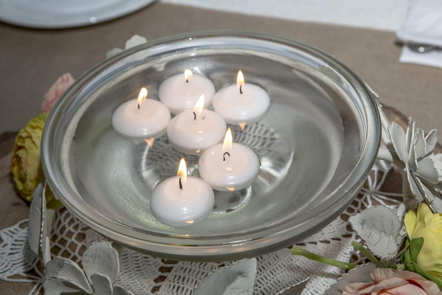 D'Light Online Large 3 Inch Bulk Event Pack Floating Candles, Wax, White, Medium - 2.37" (Set of 96) image number 4