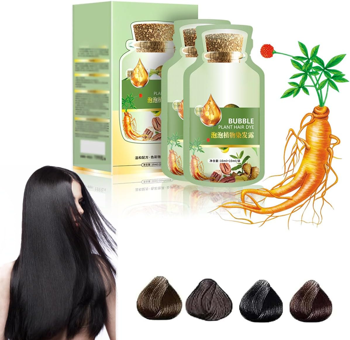 Duskweling Natural Plant Hair Dye, Corzen Bubble Plant Hair Dye, Duskweling Hair Color, New Botanical Bubble Hair Dye 10 Packs per Box (Dark Brown) image number 5