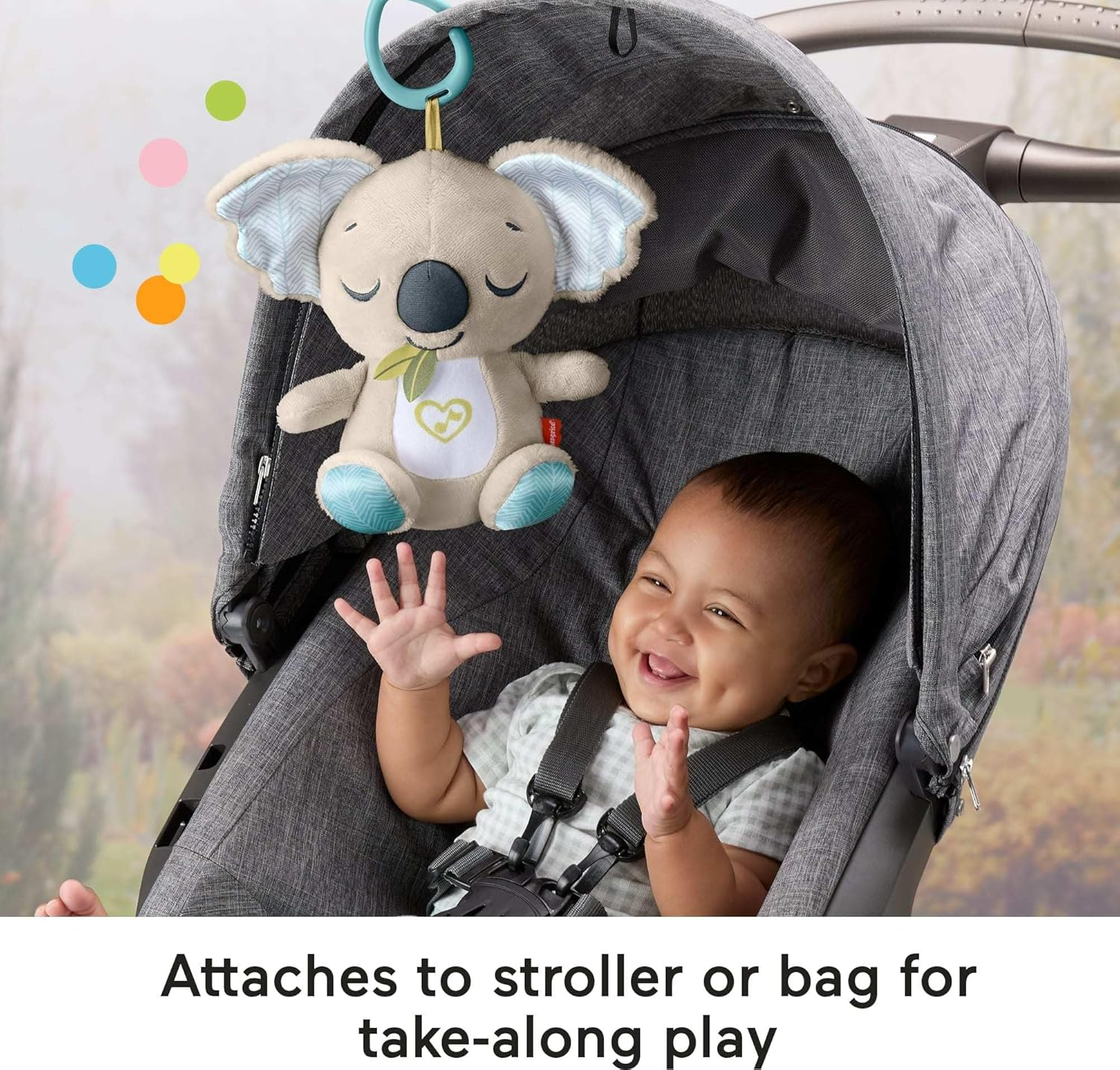 Fisher-Price Baby Toy On-The-Go Koala Soother, Plush Portable Sound Machine with White Noise & Music for Newborns Ages 0+ Months image number 4