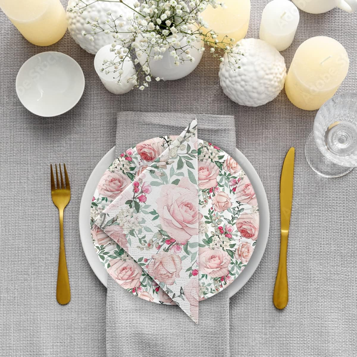 Paw Lunch Napkin Pack of 20, Gorgeous Roses, 33 X 33 Cm image number 1