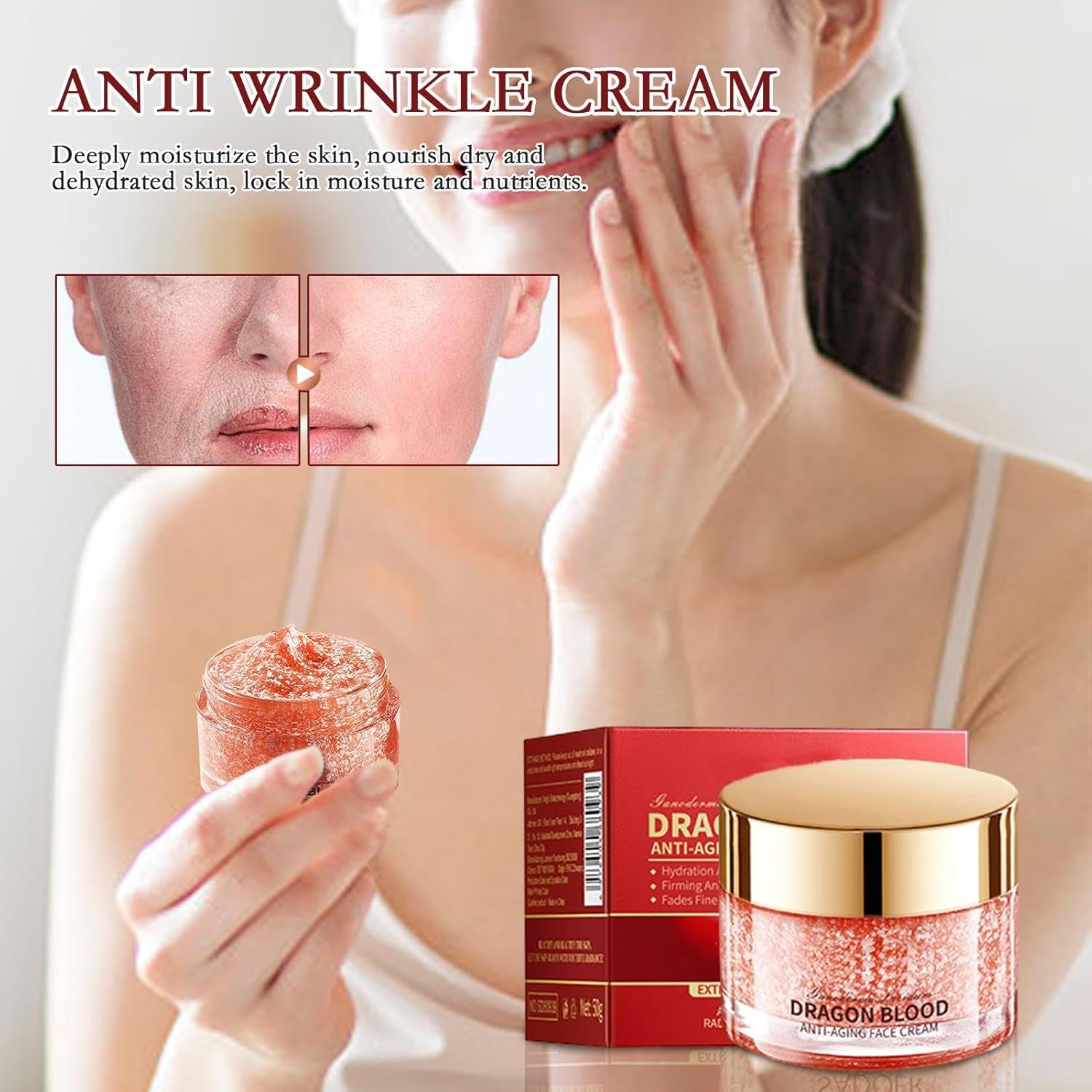 Dragons Blood Easy Cream, 50 G, Firm Anti-Wrinkle Cream for Women Skincare, Moisturising Cream Nourishing Rejuvenating Cream, Plump and Smooth Skin as Well as Moisturising, Radiant Skin image number 5