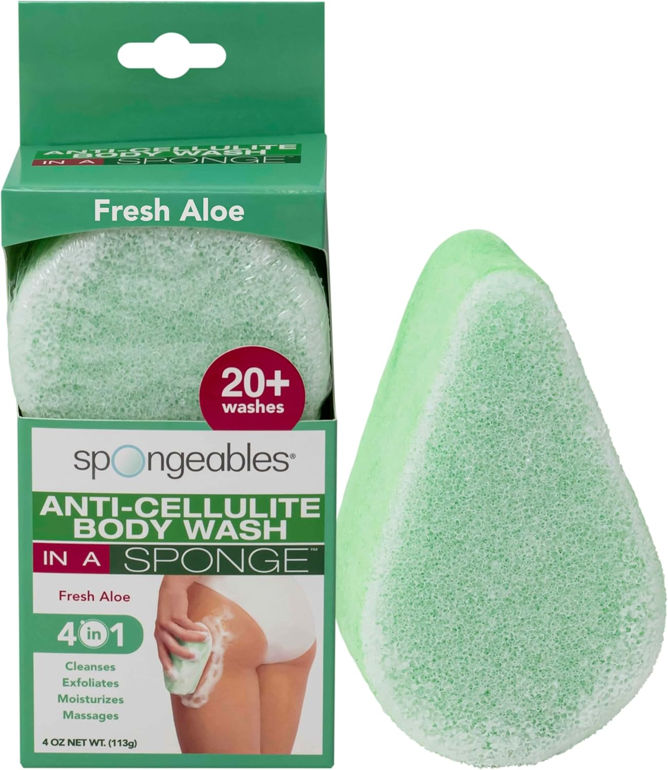 Spongeables anti Cellulite Body Wash in a 20+ Wash Sponge, Fresh Aloe, 1 Count image number 3