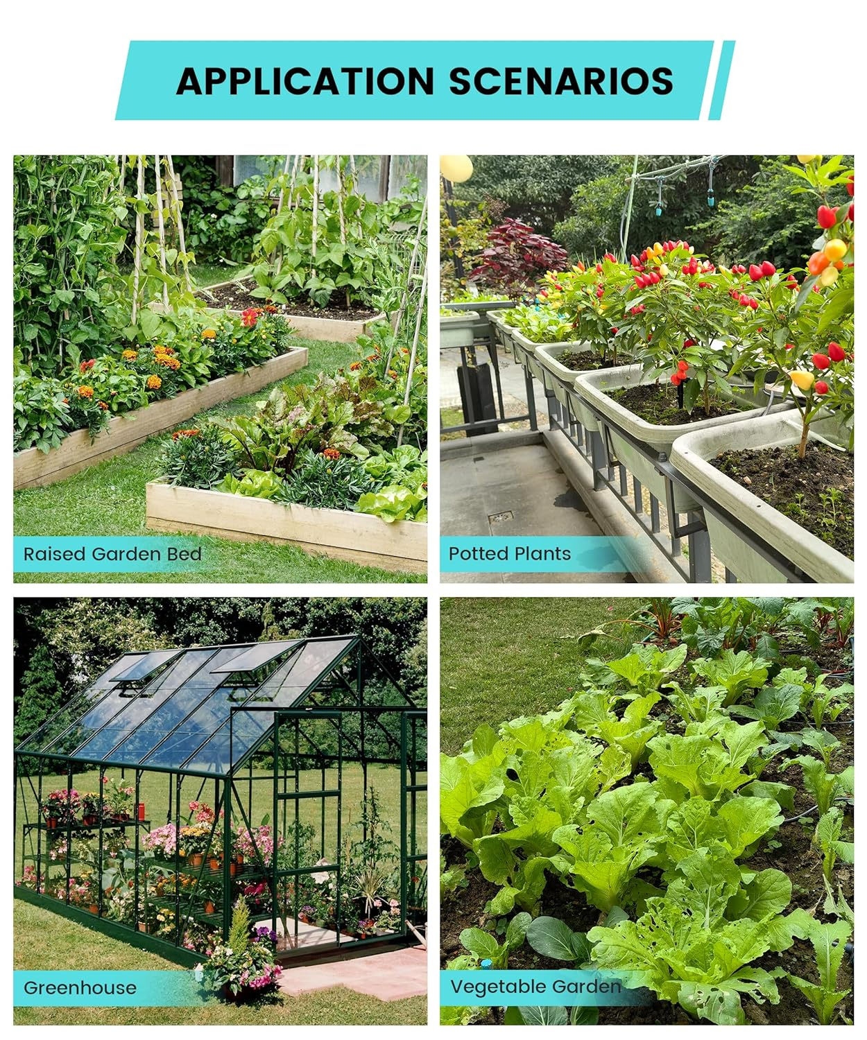 Automatic Drip Irrigation Kits with Quick Connect and Three Kinds Adjustable Nozzles, Y-Type Distribution Tubing, 33FT PE Pipe and 197FT PVC Tubing (Y6G12-197) image number 6