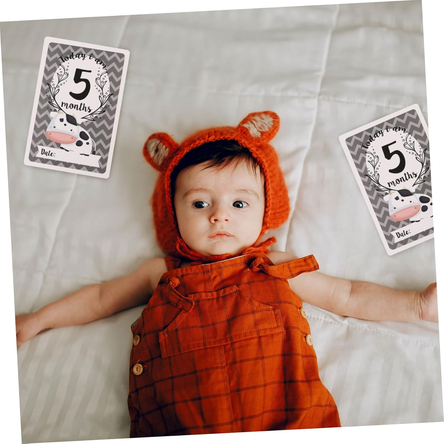 12Pcs Animal Milestone Cards for Girl Gifts Born Month Signs Decorative Growth Recording Cards image number 4