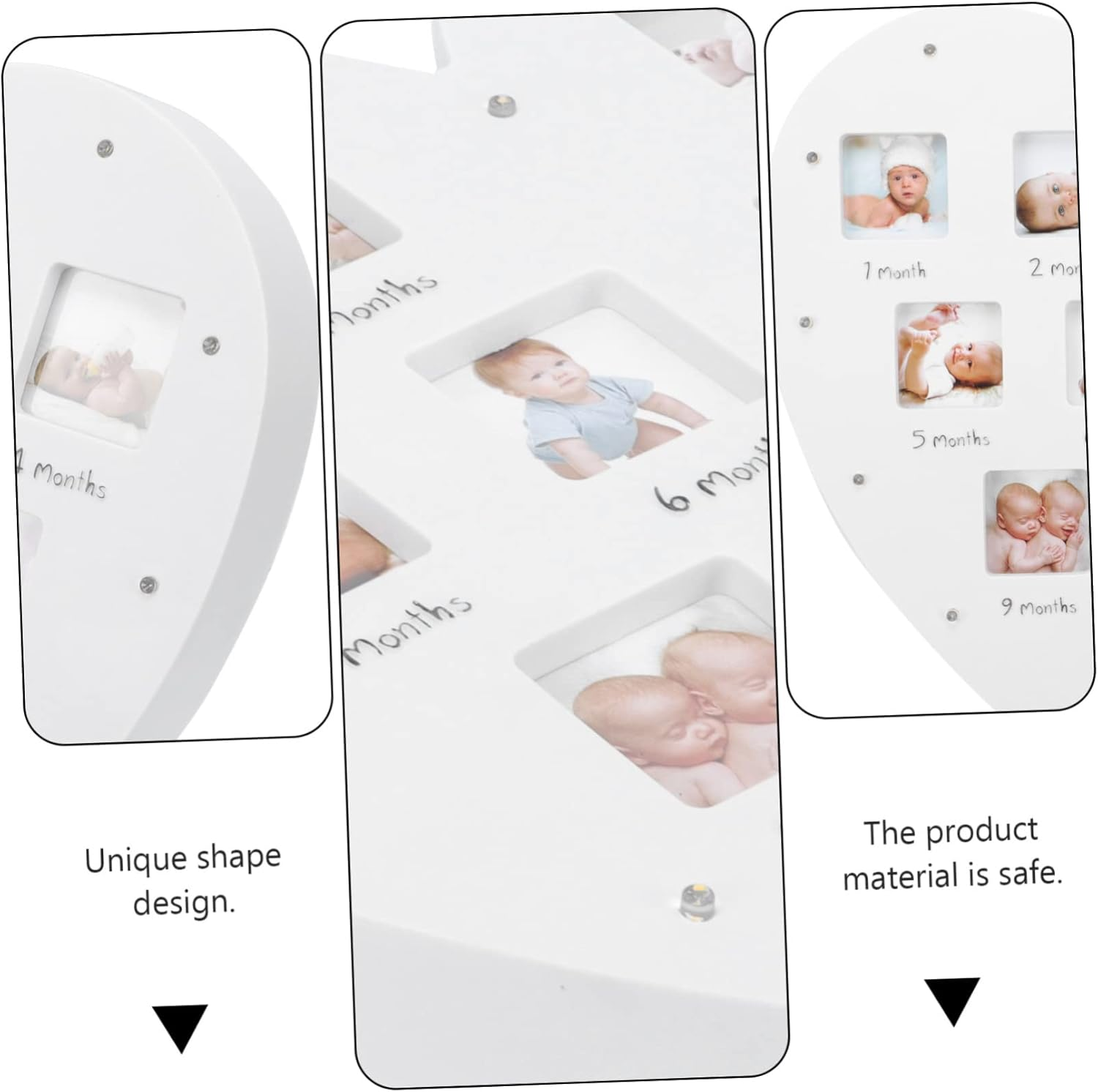 SHOWERORO 1Pc Heart Shaped Photo Frame with LED Light Month Growth Record Keepsake Display Durable Memory for Newborns Wall Tabletop Decoration for Celebrating Milestones image number 2